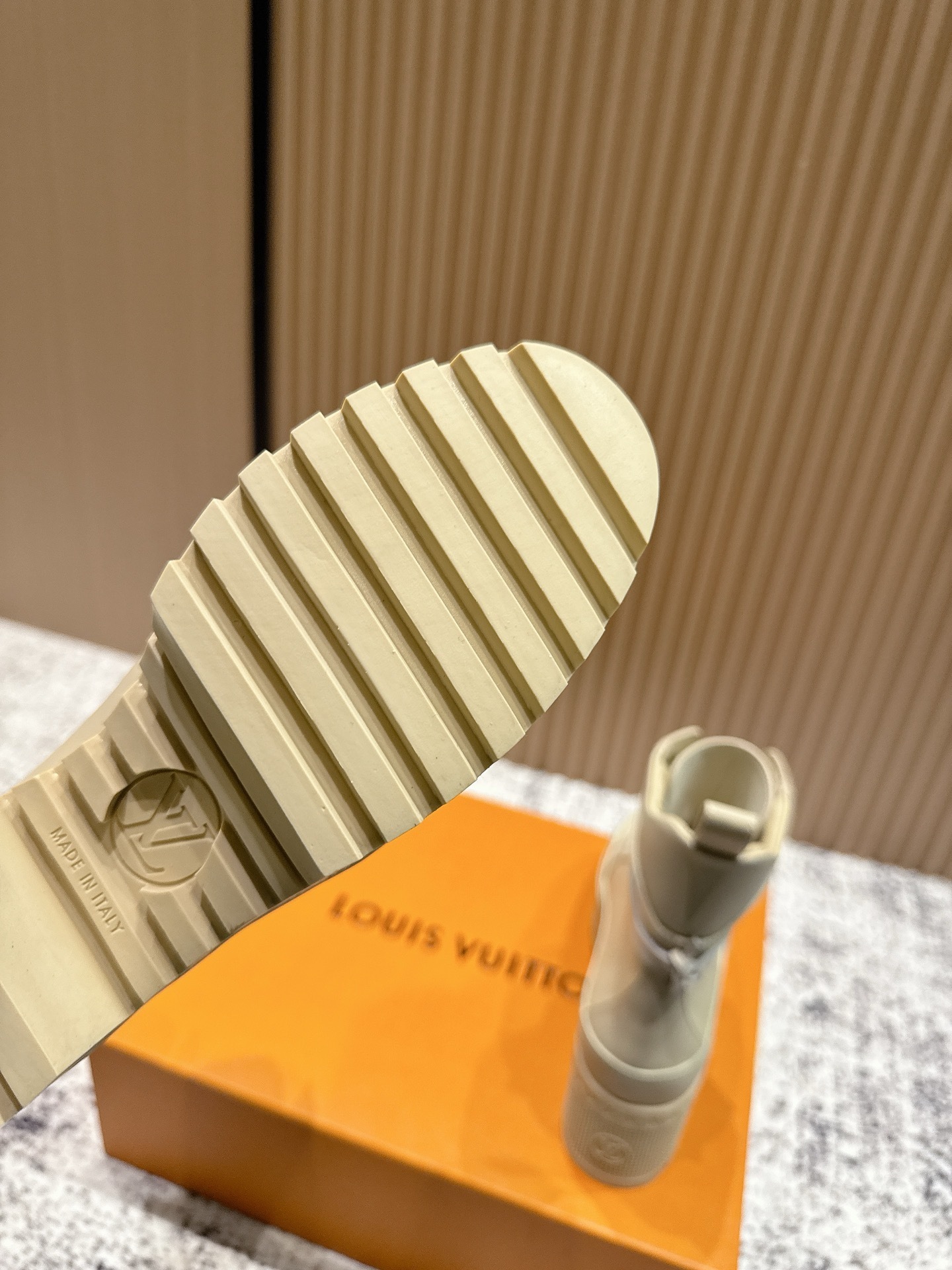 Louis Vuitton Beige Canvas Platform Lace-Up Ankle Boots