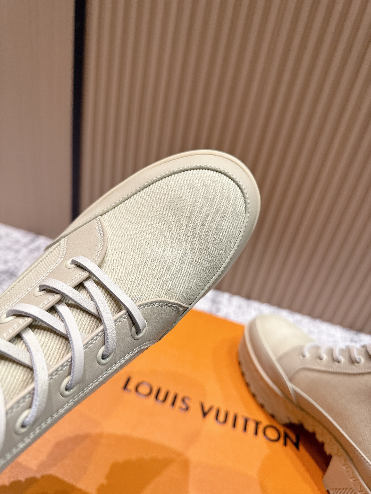 Louis Vuitton Beige Canvas Platform Lace-Up Ankle Boots