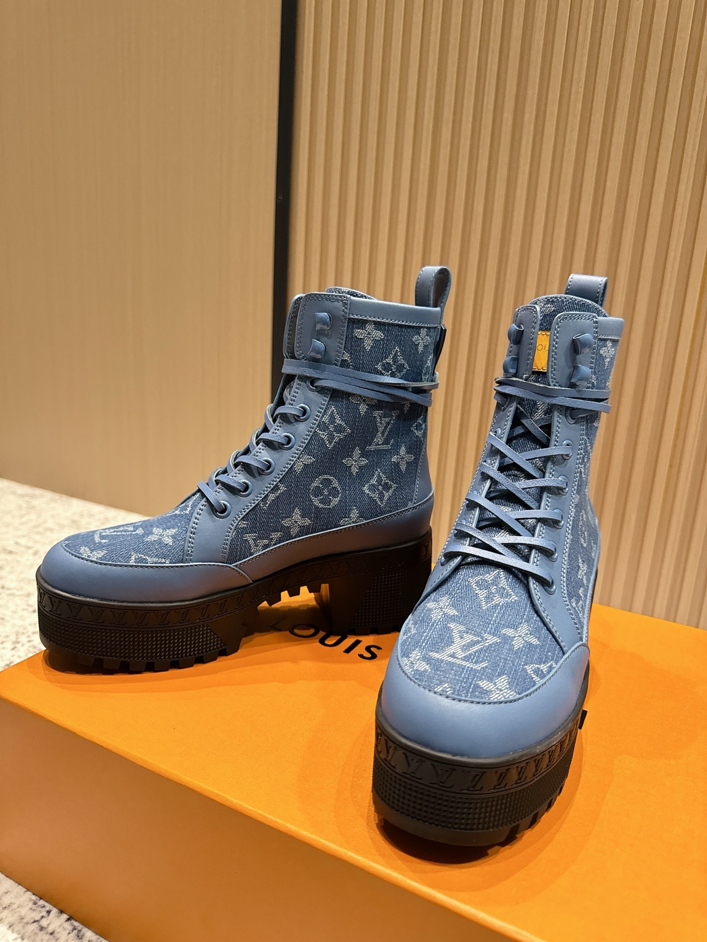 Louis Vuitton Star Trail Ankle Boots Blue Monogram Denim