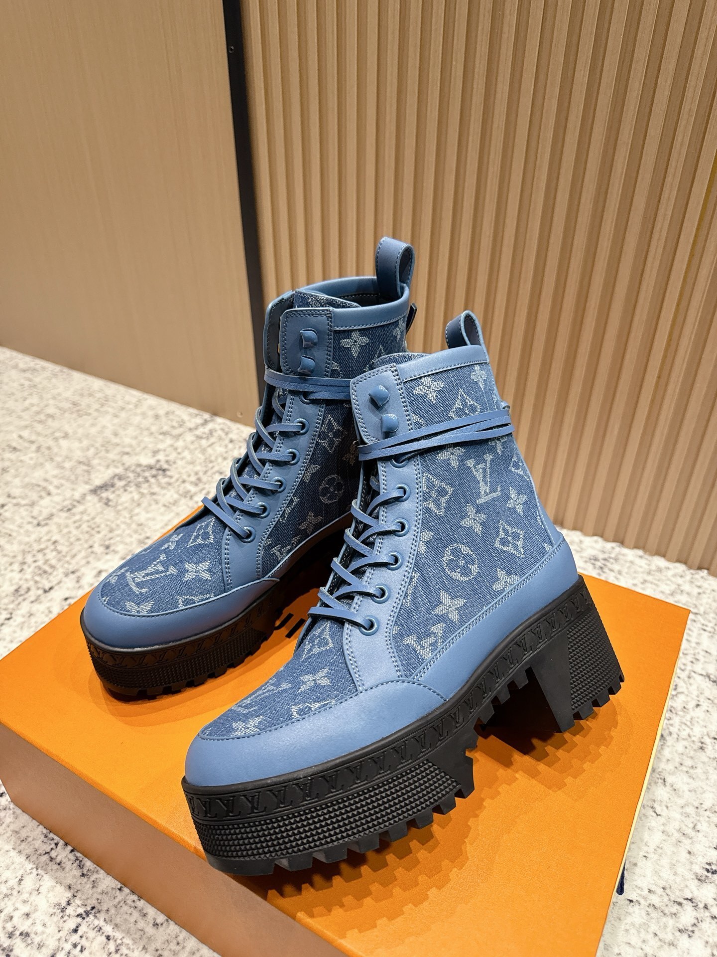 Louis Vuitton Star Trail Ankle Boots Blue Monogram Denim