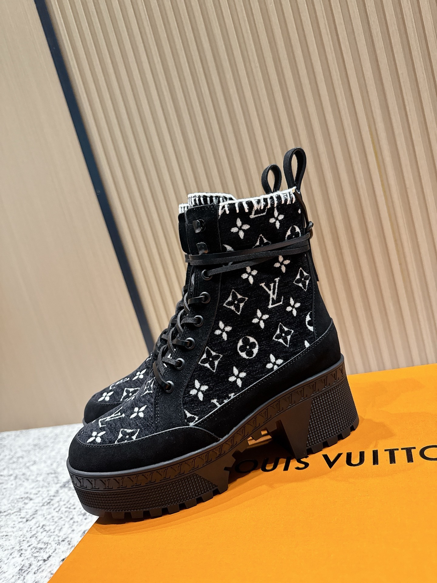 Luxury Louis Vuitton Monogram Ranger Boots - Black Winter Ankle Boots