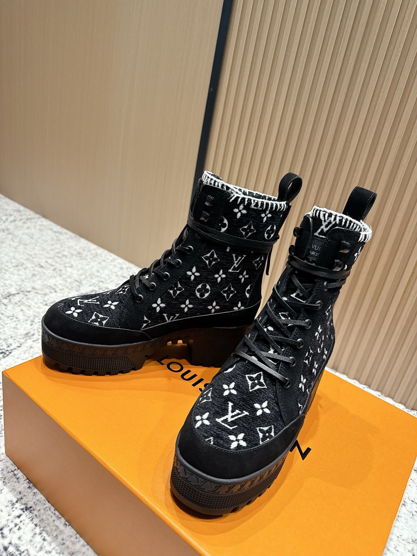 Luxury Louis Vuitton Monogram Ranger Boots - Black Winter Ankle Boots