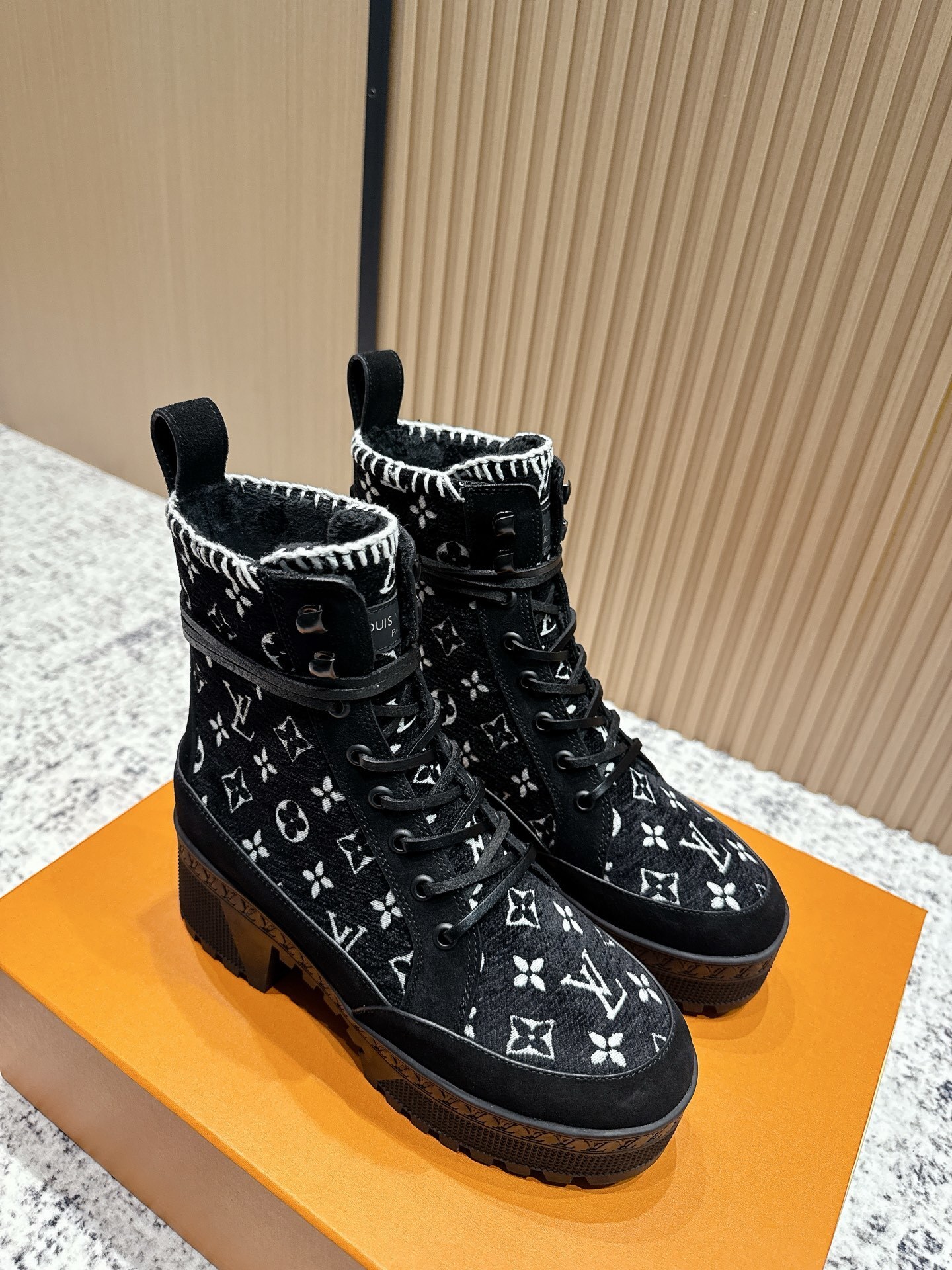 Luxury Louis Vuitton Monogram Ranger Boots - Black Winter Ankle Boots
