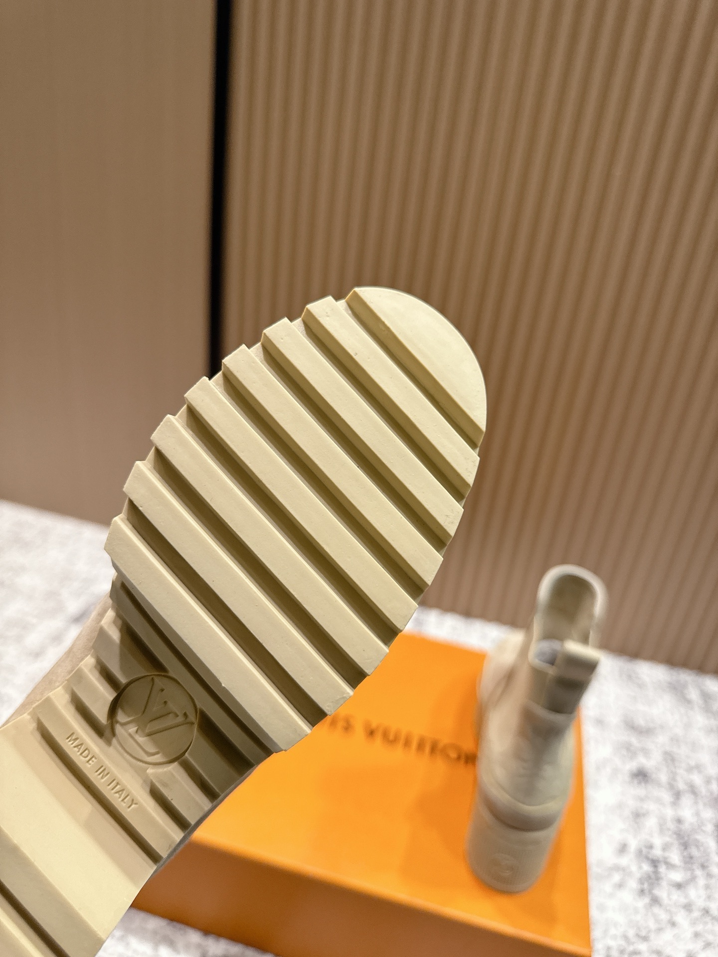 Louis Vuitton Beige Suede Monogram Platform Ankle Boots