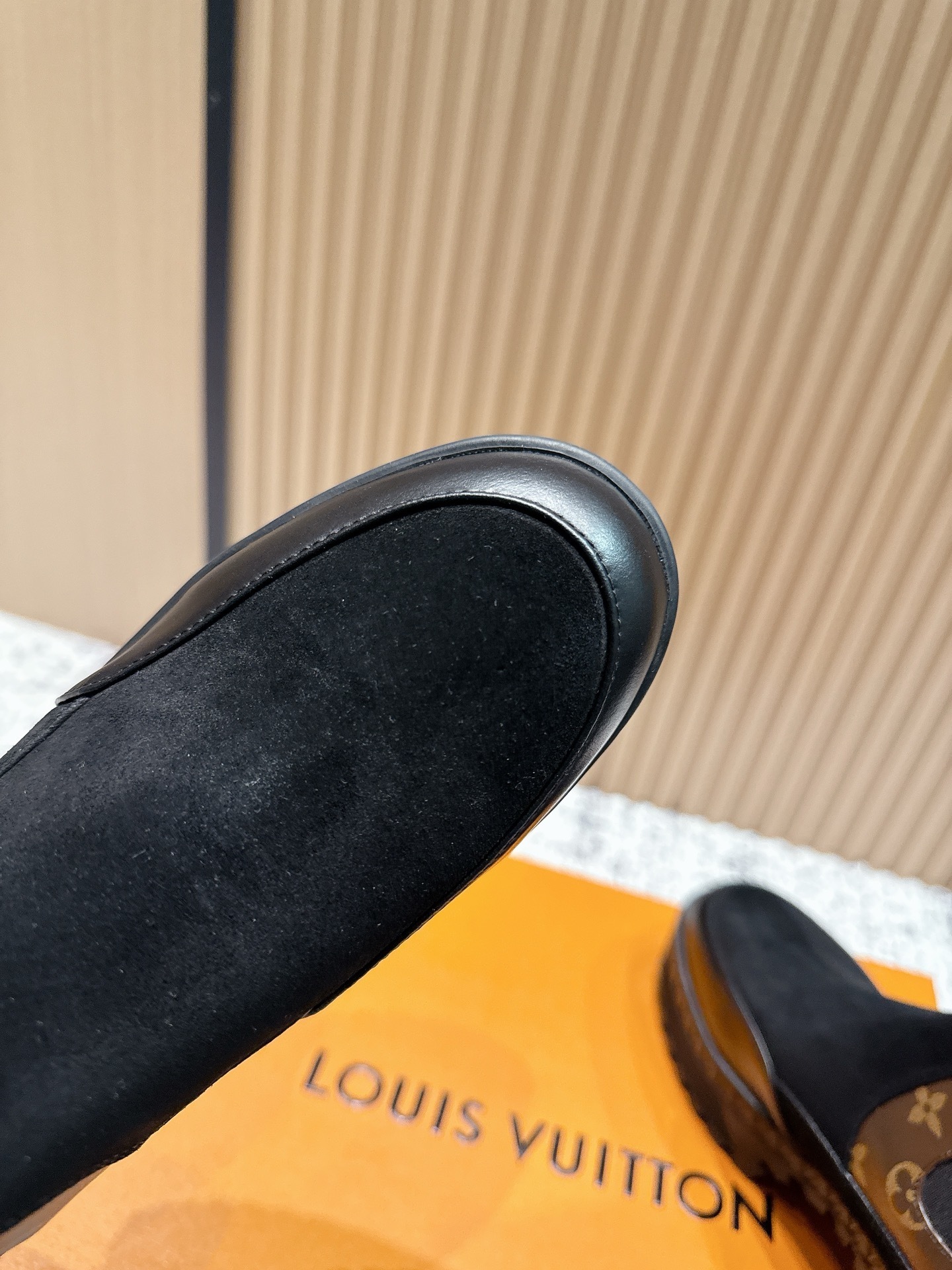 Louis Vuitton Black Suede & Monogram Canvas Ankle Chelsea Boots