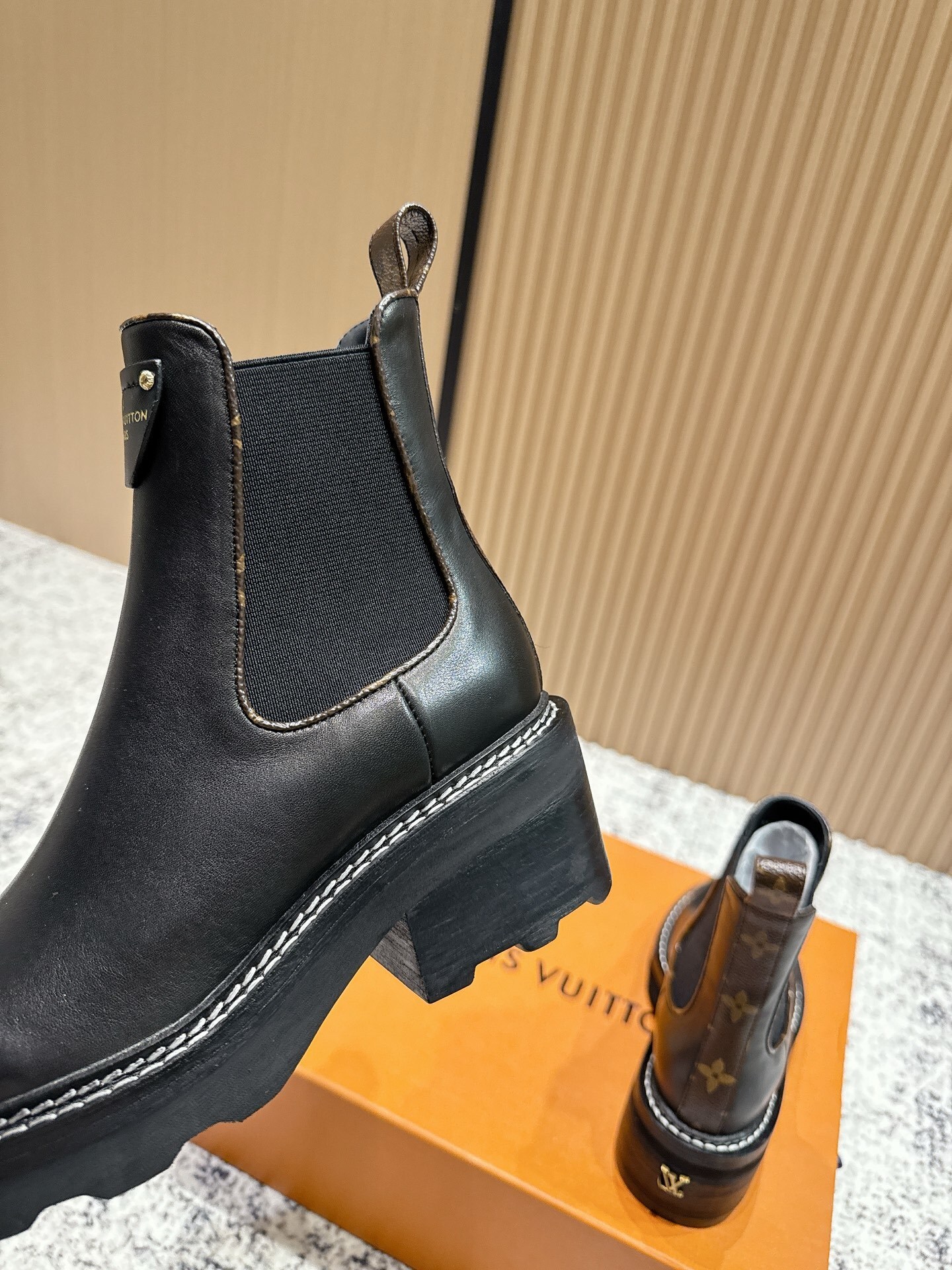 Louis Vuitton Women's Black Leather Chelsea Ankle Boots