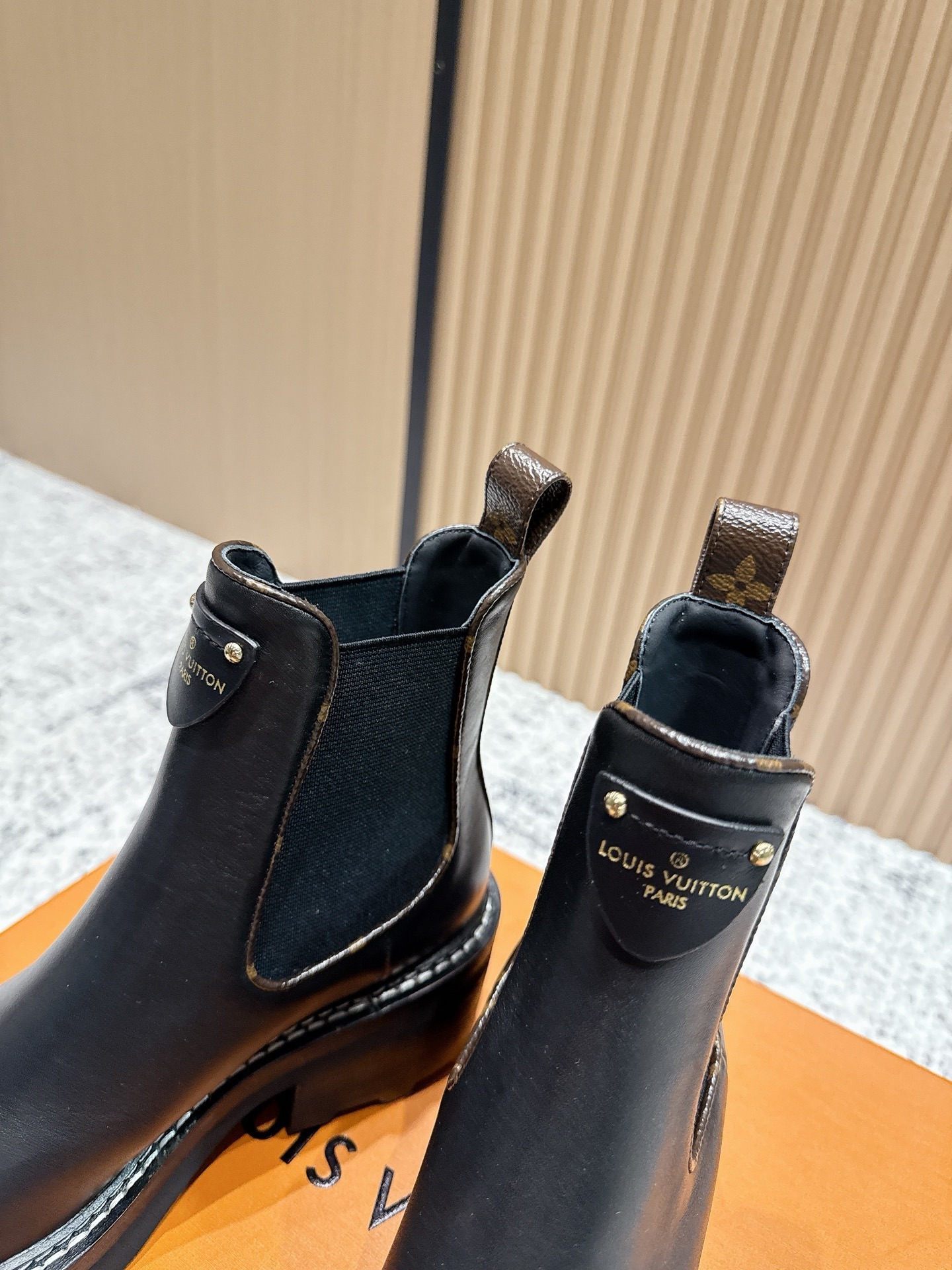 Louis Vuitton Women's Black Leather Chelsea Ankle Boots