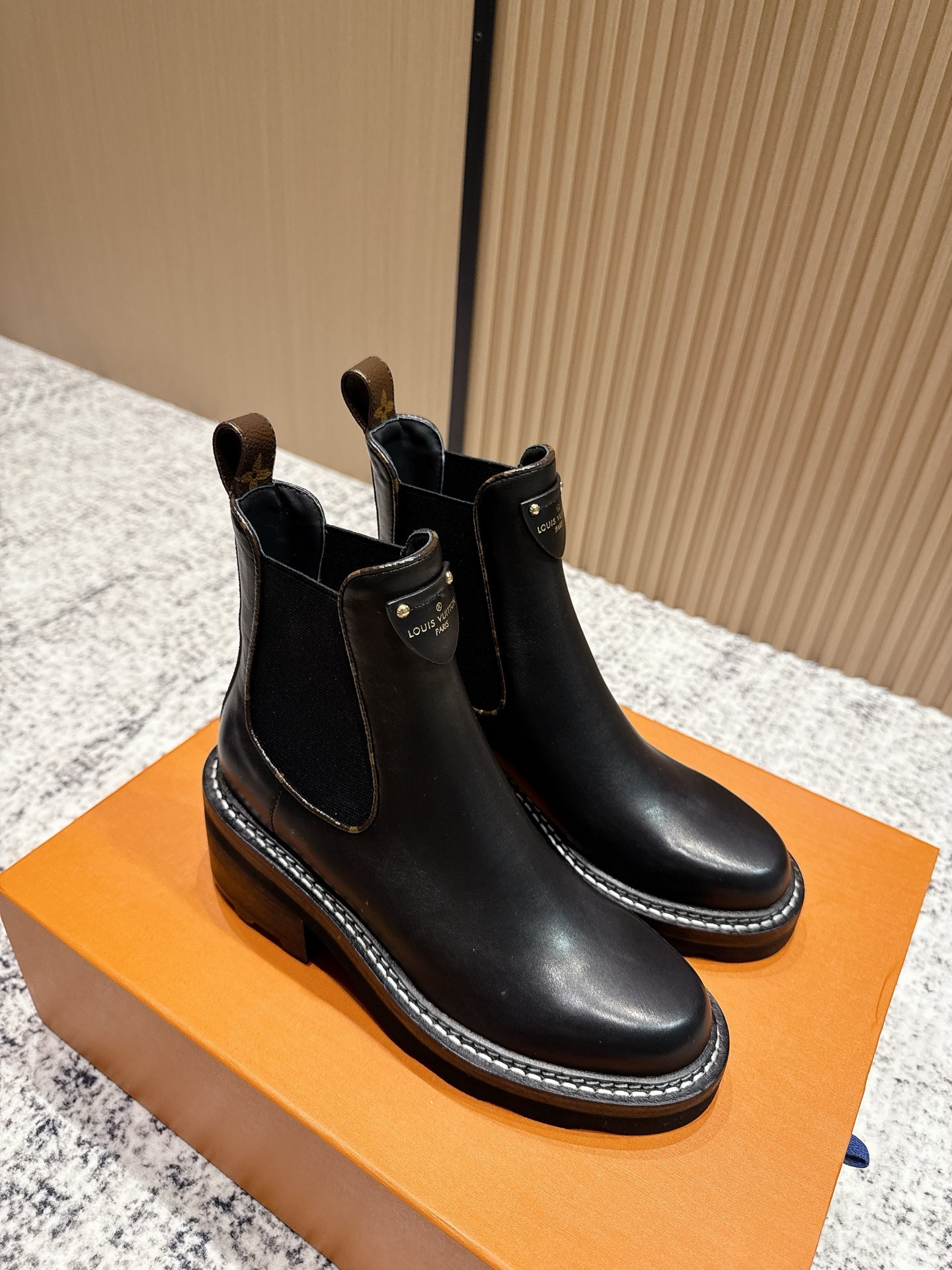 Louis Vuitton Women's Black Leather Chelsea Ankle Boots