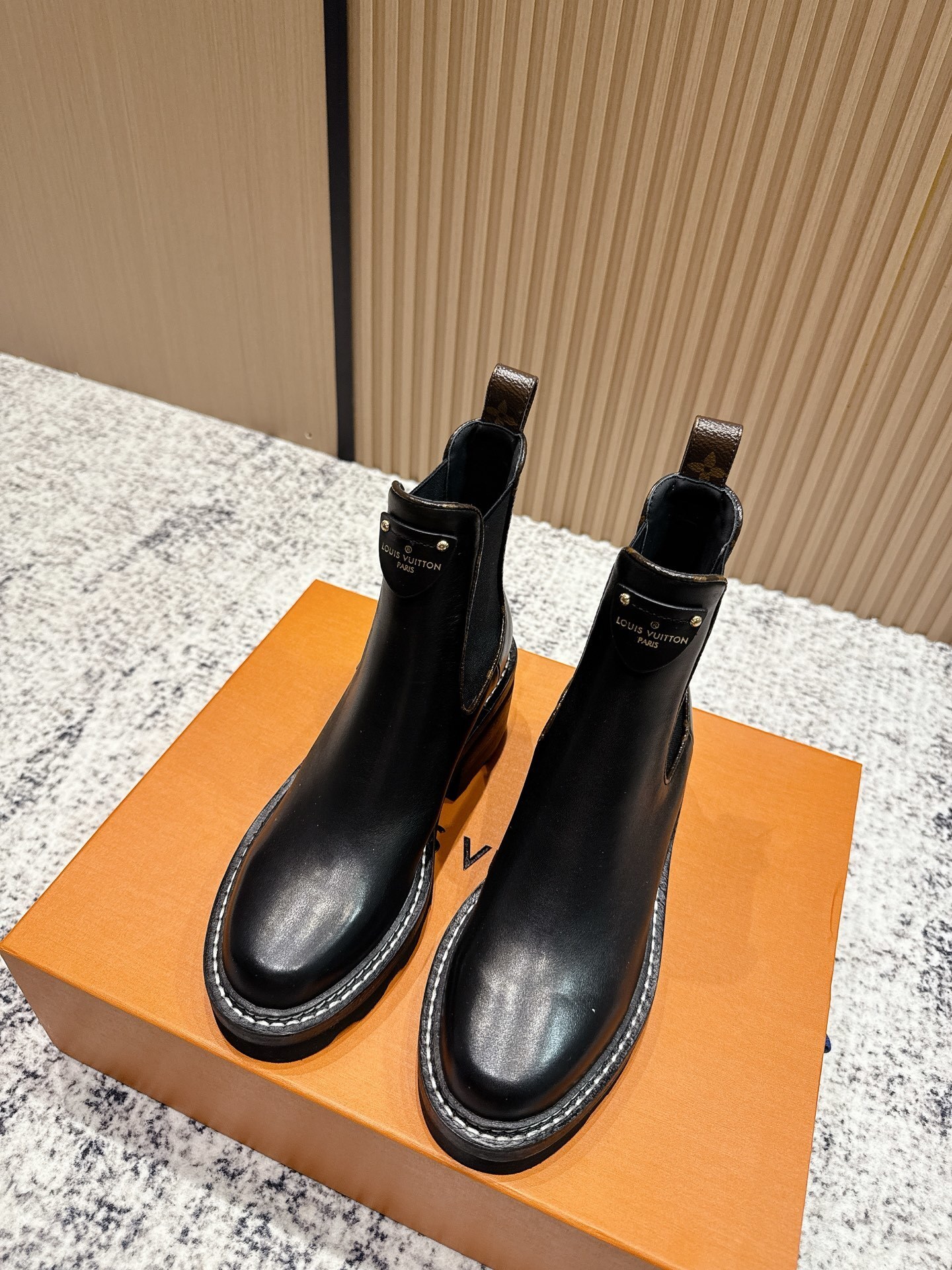 Louis Vuitton Women’s Black Leather Chelsea Ankle Boots