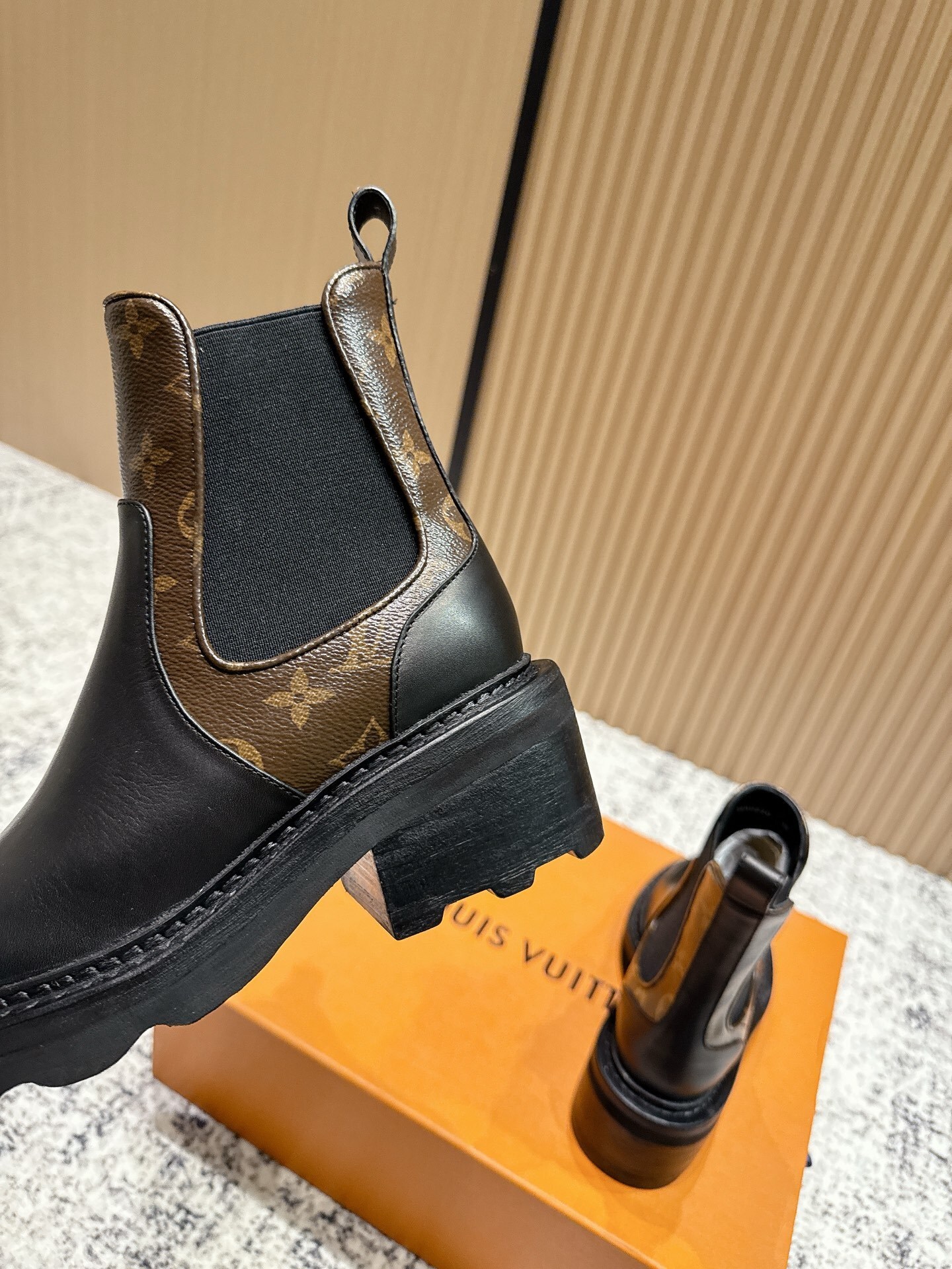 Louis Vuitton Territory Black Leather Chelsea Boots with Monogram