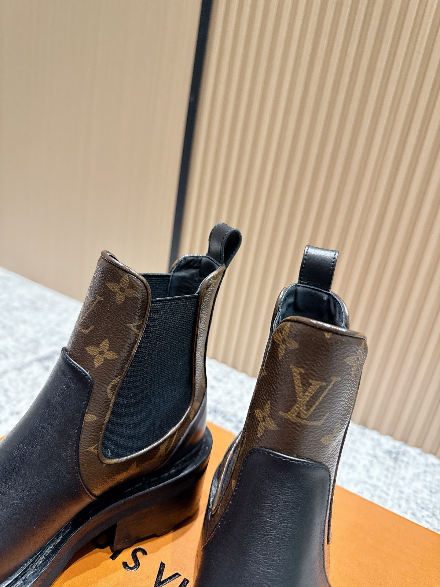 Louis Vuitton Territory Black Leather Chelsea Boots with Monogram