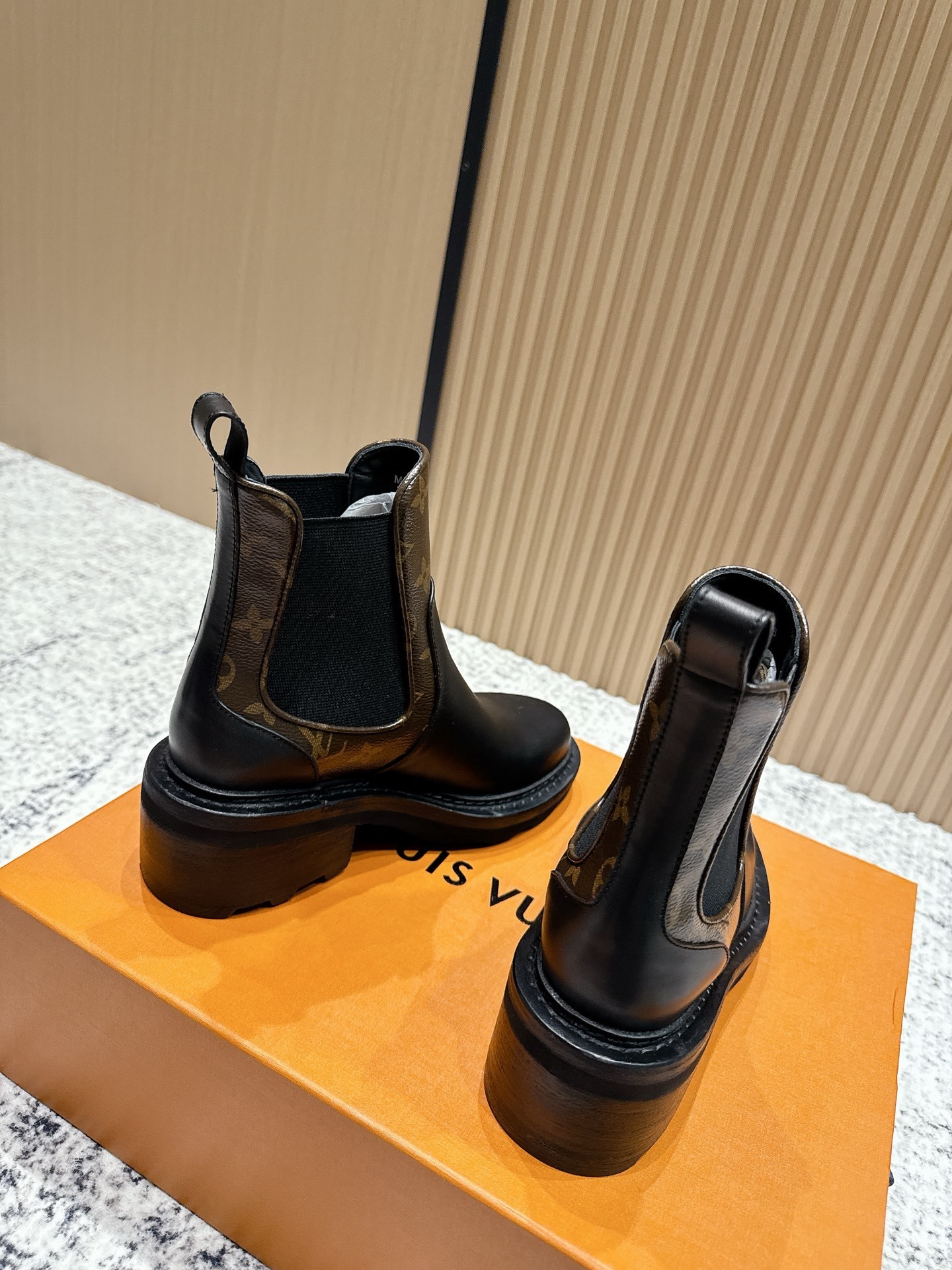 Louis Vuitton Territory Black Leather Chelsea Boots with Monogram
