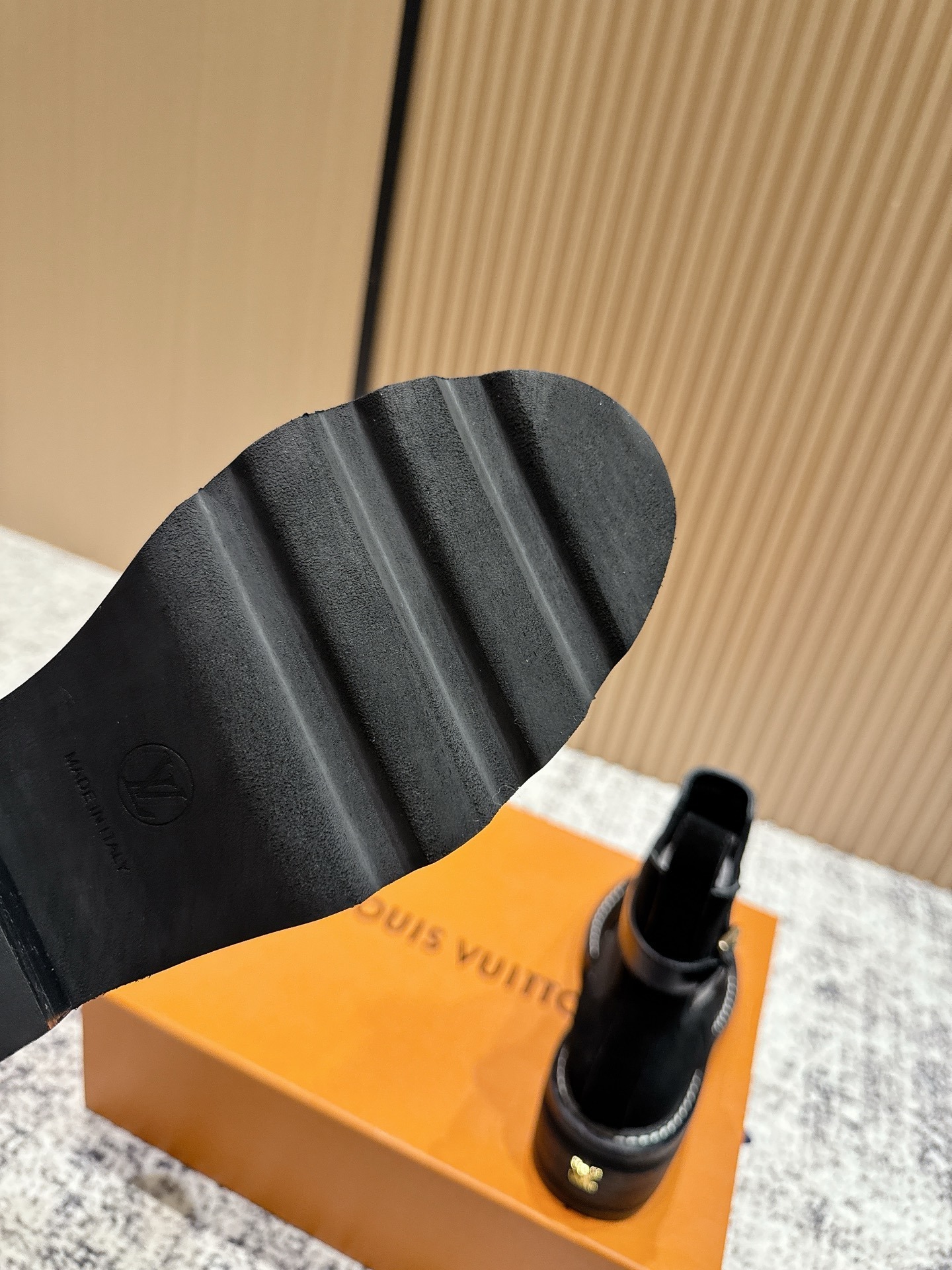 Louis Vuitton Women's Black Suede Block Heel Ankle Boots