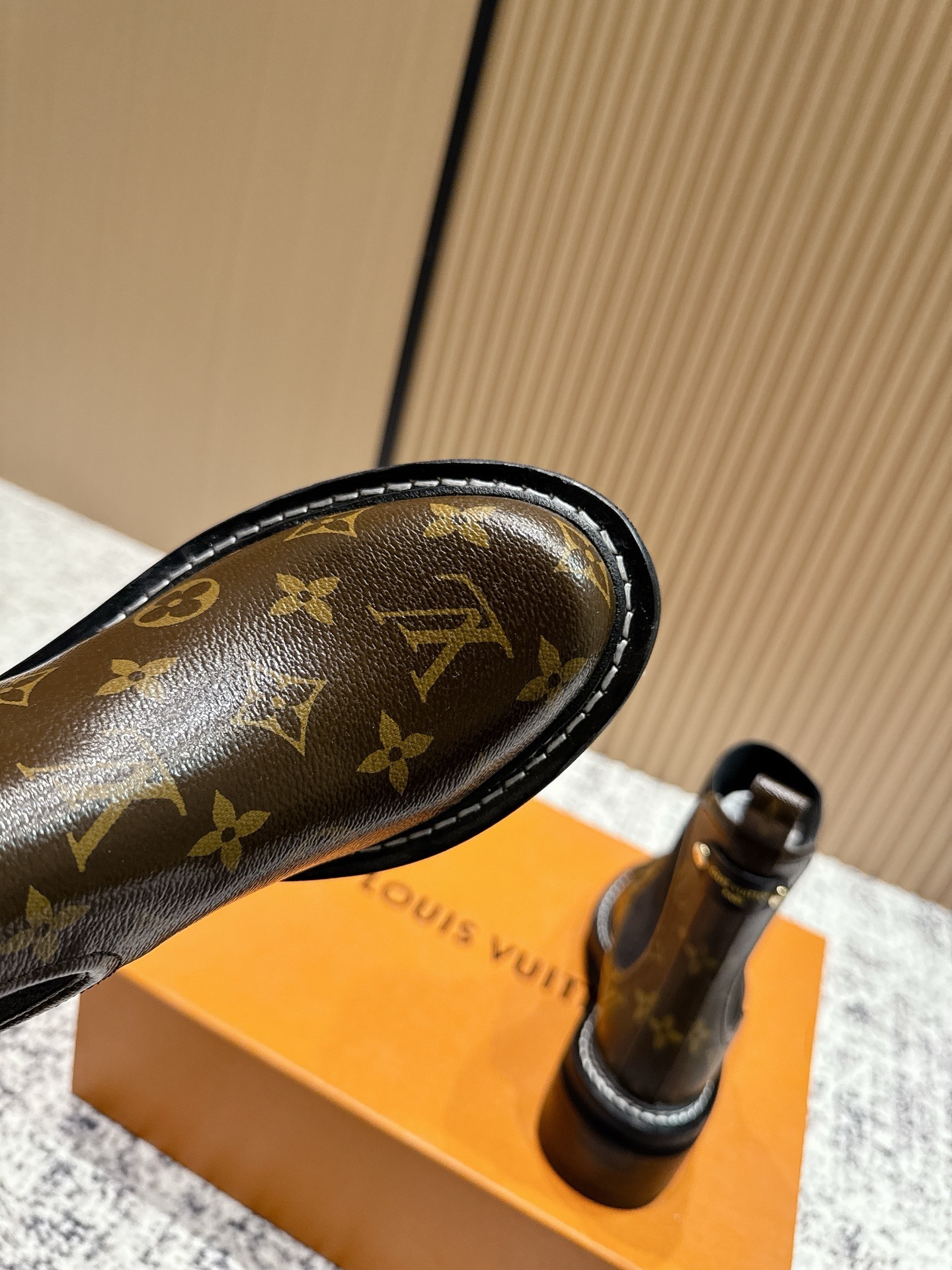 Louis Vuitton Monogram Canvas Sock Ankle Boots with Chunky Heel