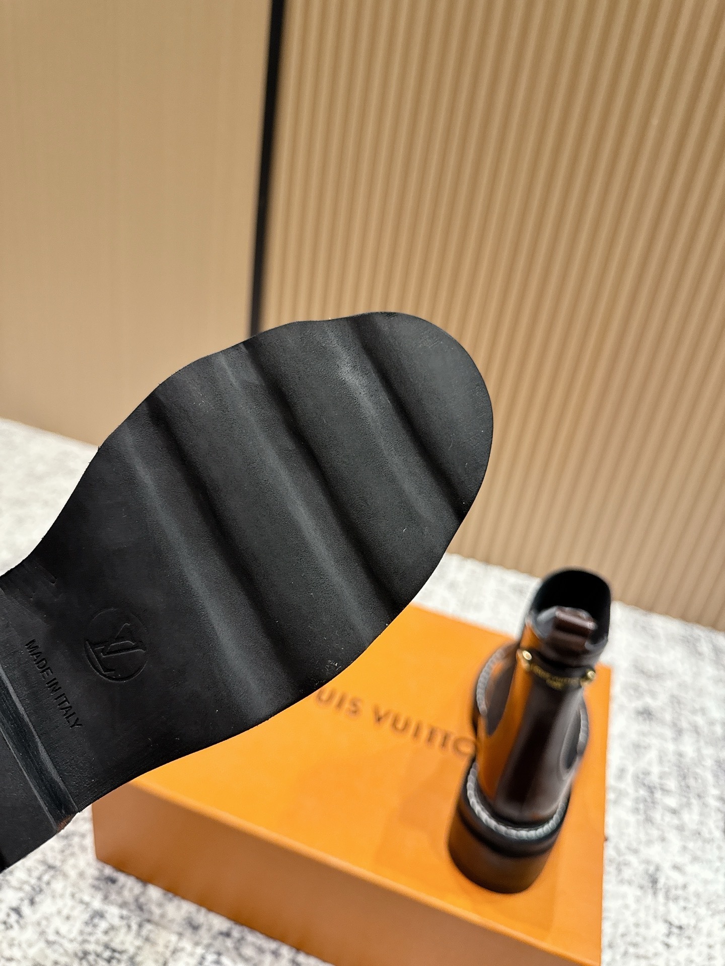 Women's Glossy Mahogany Leather Chelsea Boots with Chunky Sole