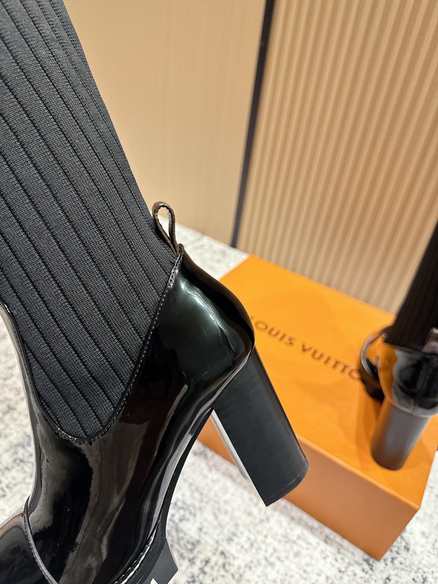 Women's Luxury Knit Over-The-Knee Sock Boots with Patent Leather