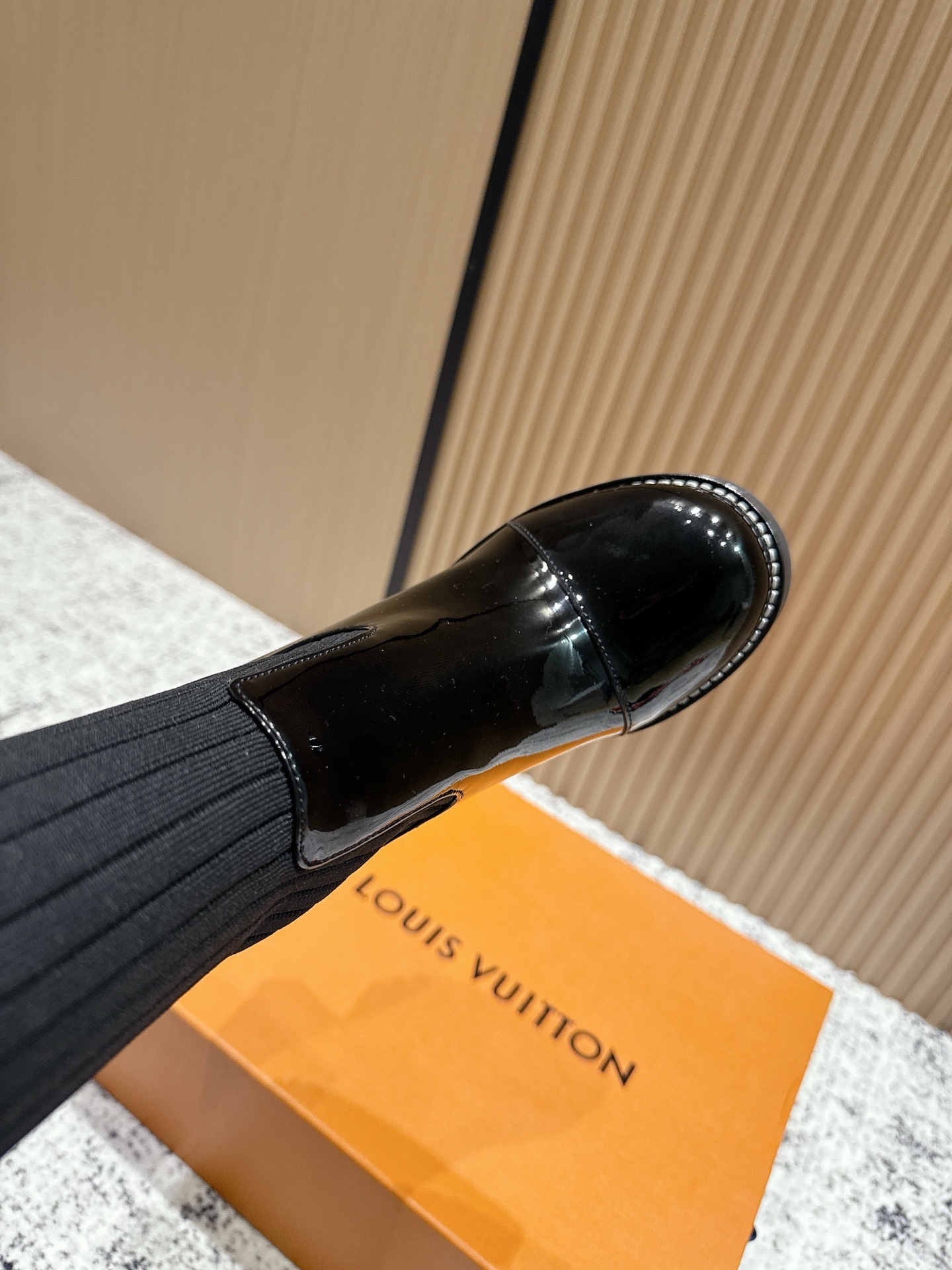 Women's Luxury Knit Over-The-Knee Sock Boots with Patent Leather