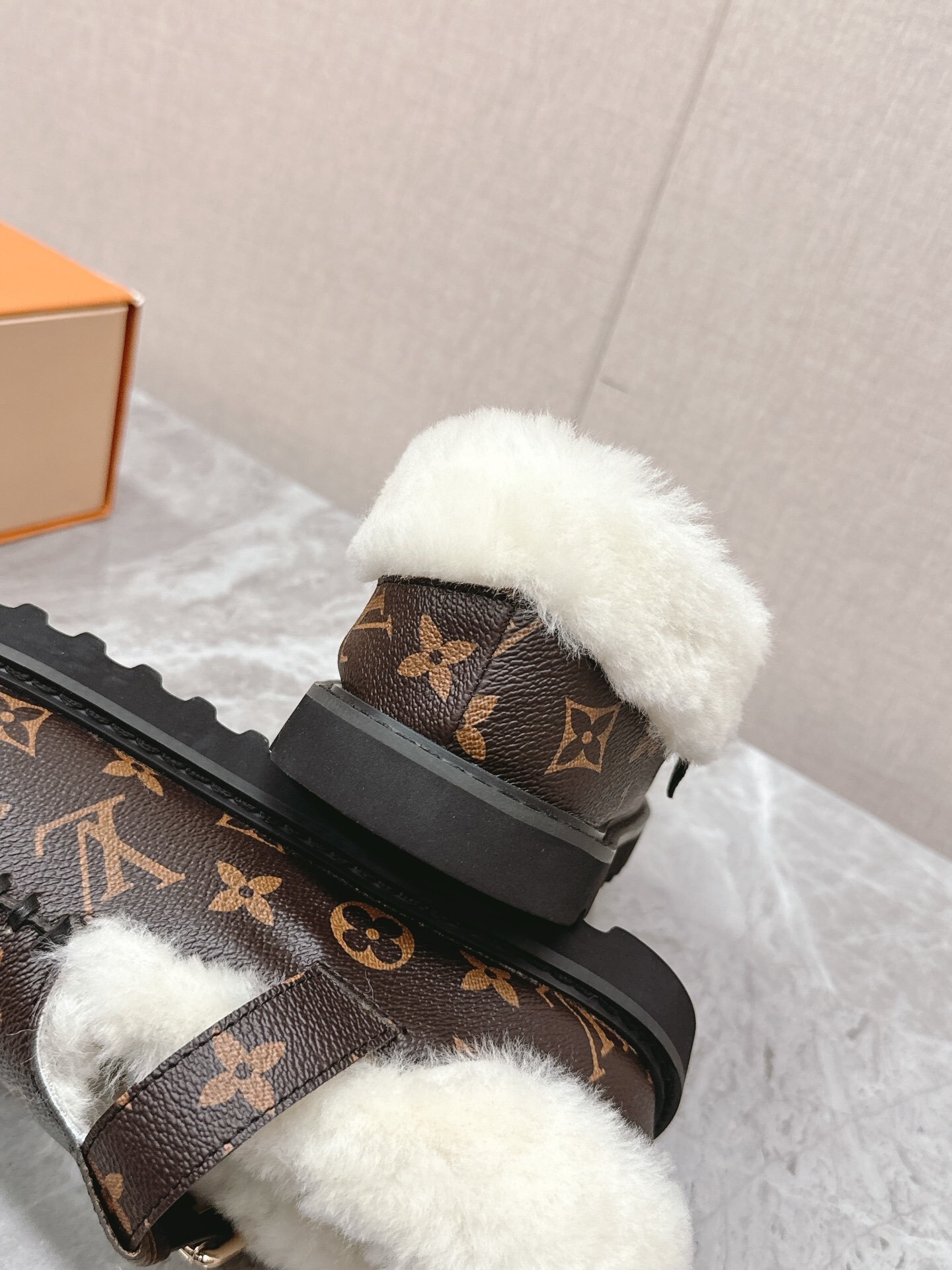 Louis Vuitton Monogram Canvas Shearling-Lined Platform Clogs
