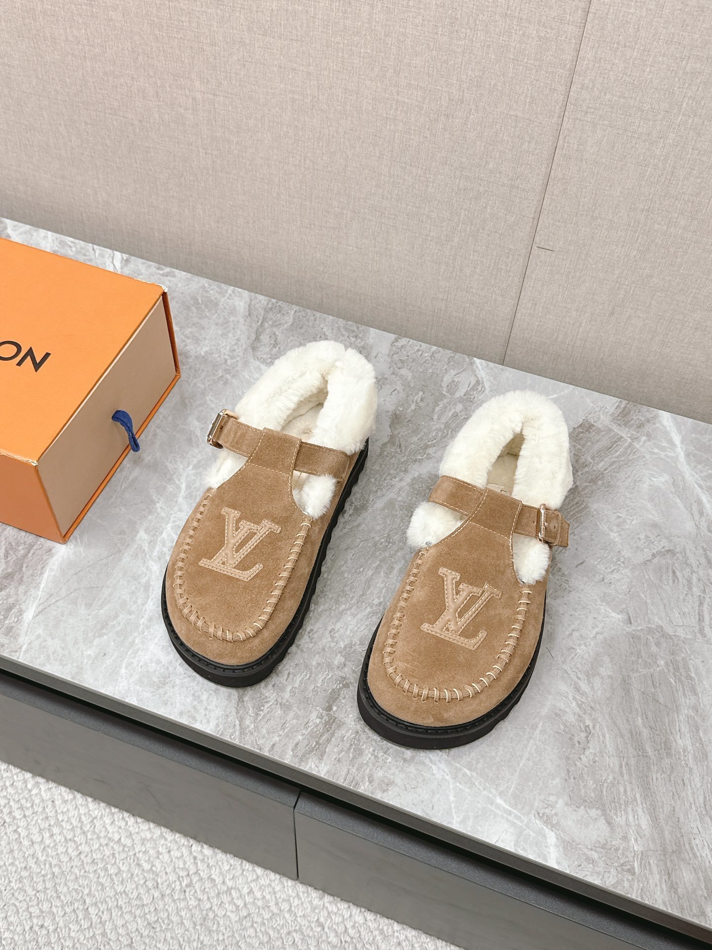 Louis Vuitton Paseo Shearling Clogs - Luxury Suede Comfort Mules