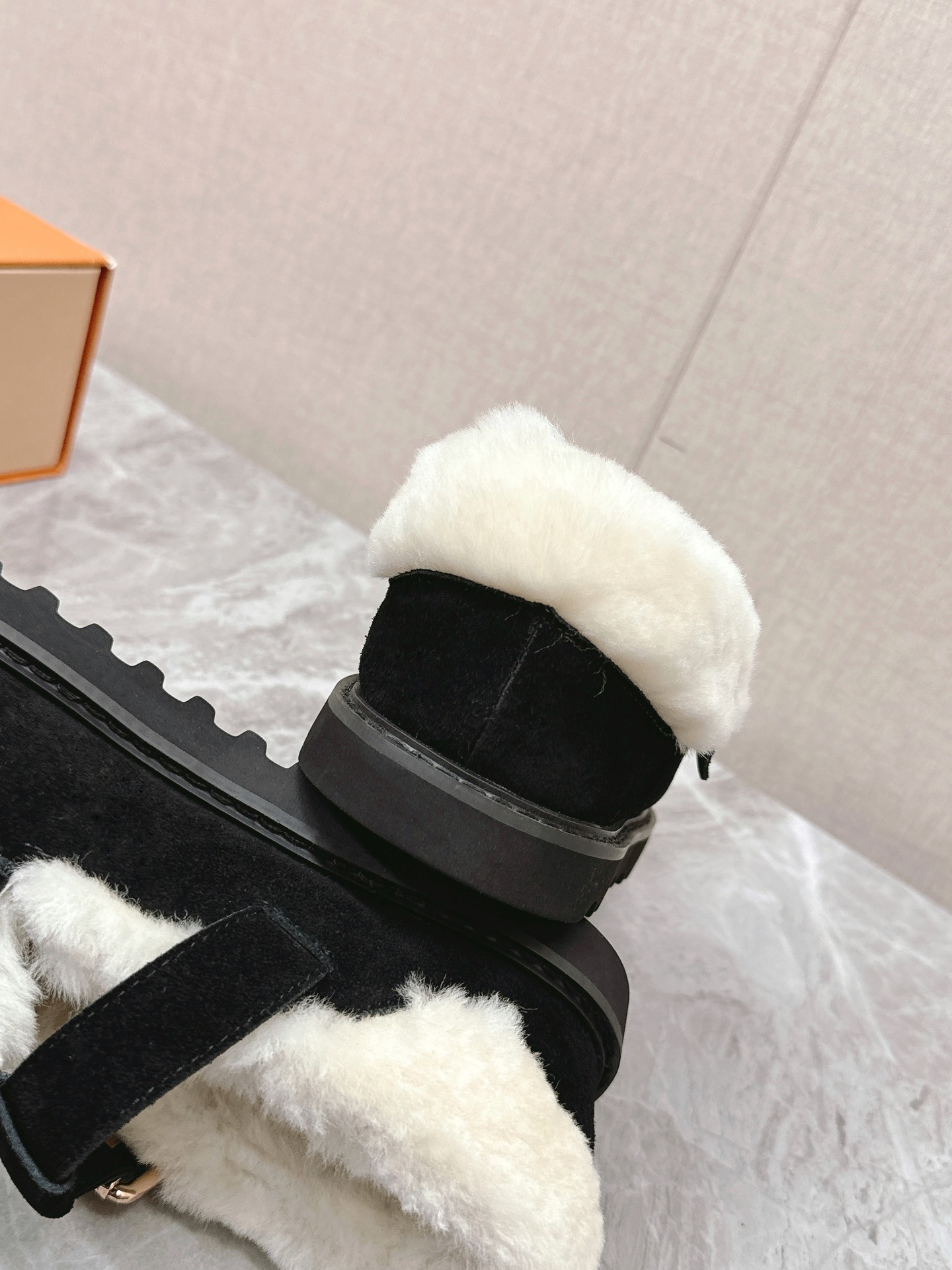 Louis Vuitton Black Suede Shearling-Lined Mary Jane Loafers