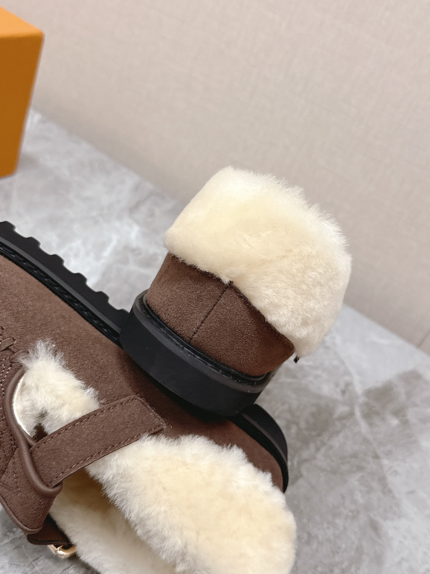 Louis Vuitton Monogram Brown Suede Shearling-Lined Loafers