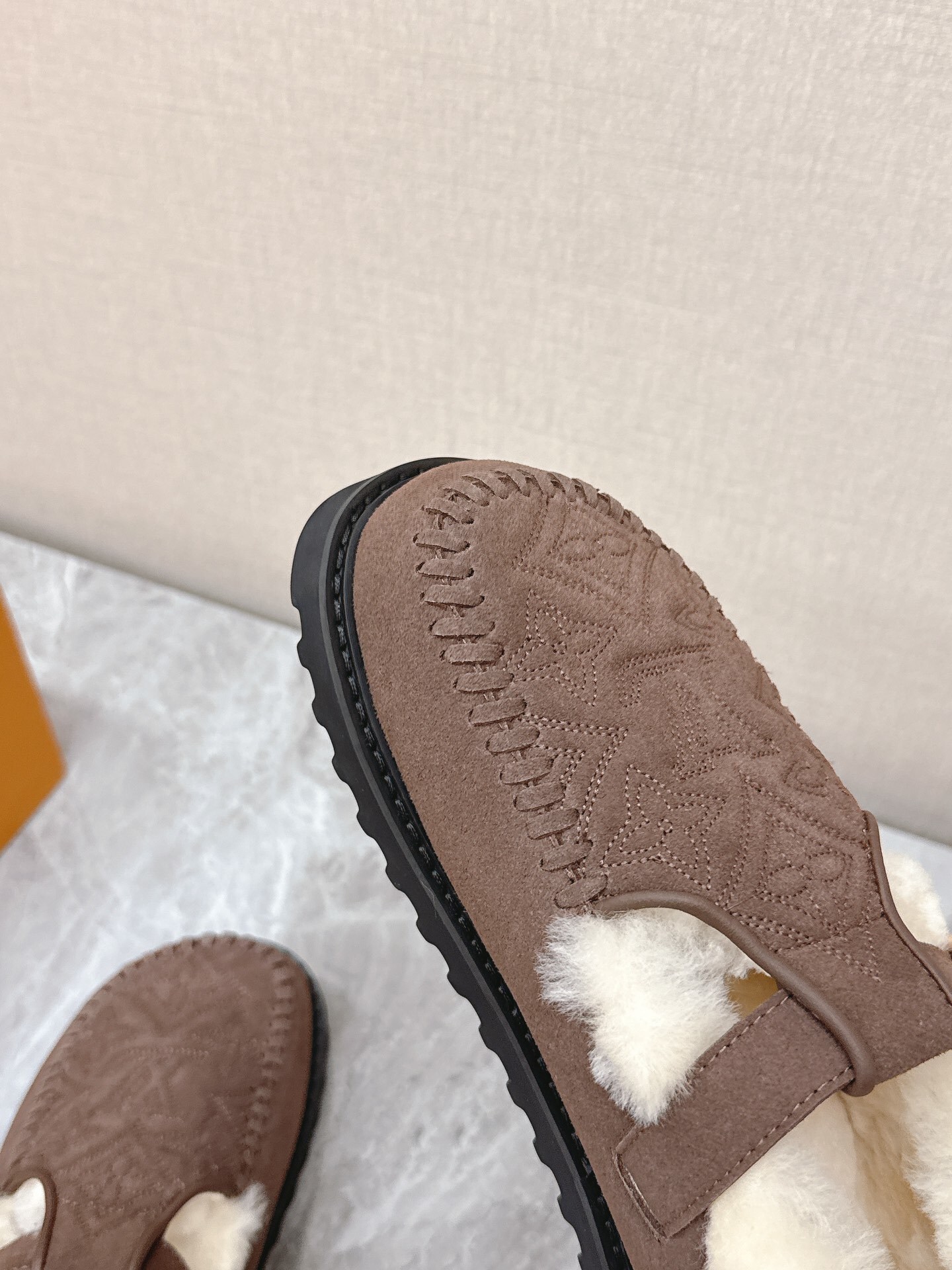 Louis Vuitton Monogram Brown Suede Shearling-Lined Loafers