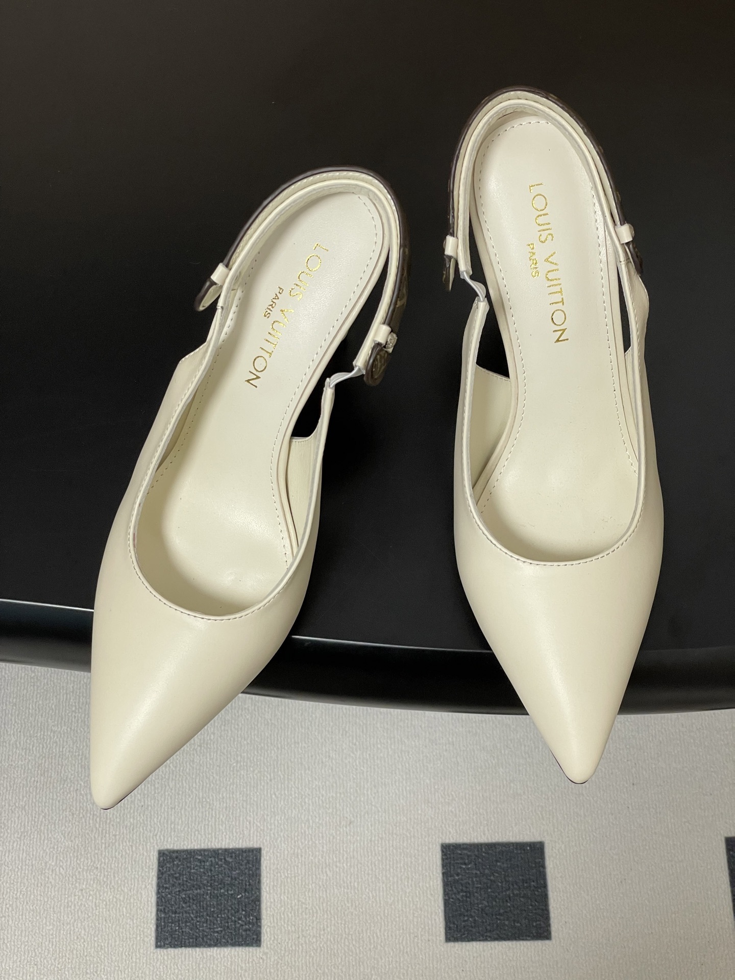 Louis Vuitton White Monogram Slingback Pumps - Luxury High Heels
