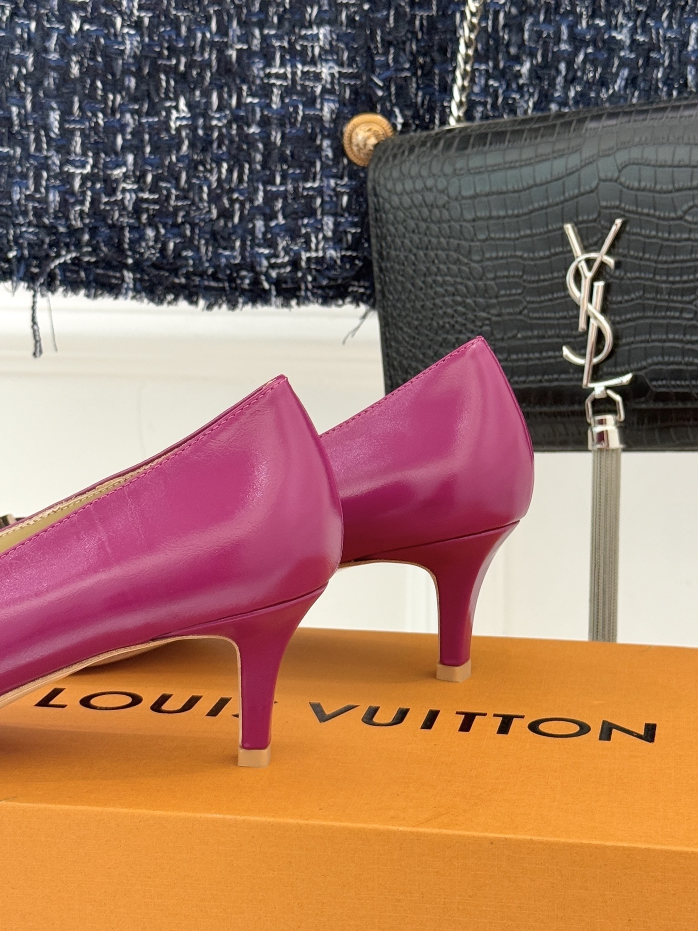 Louis Vuitton Shake Fuchsia Pink Leather Kitten Heel Pumps