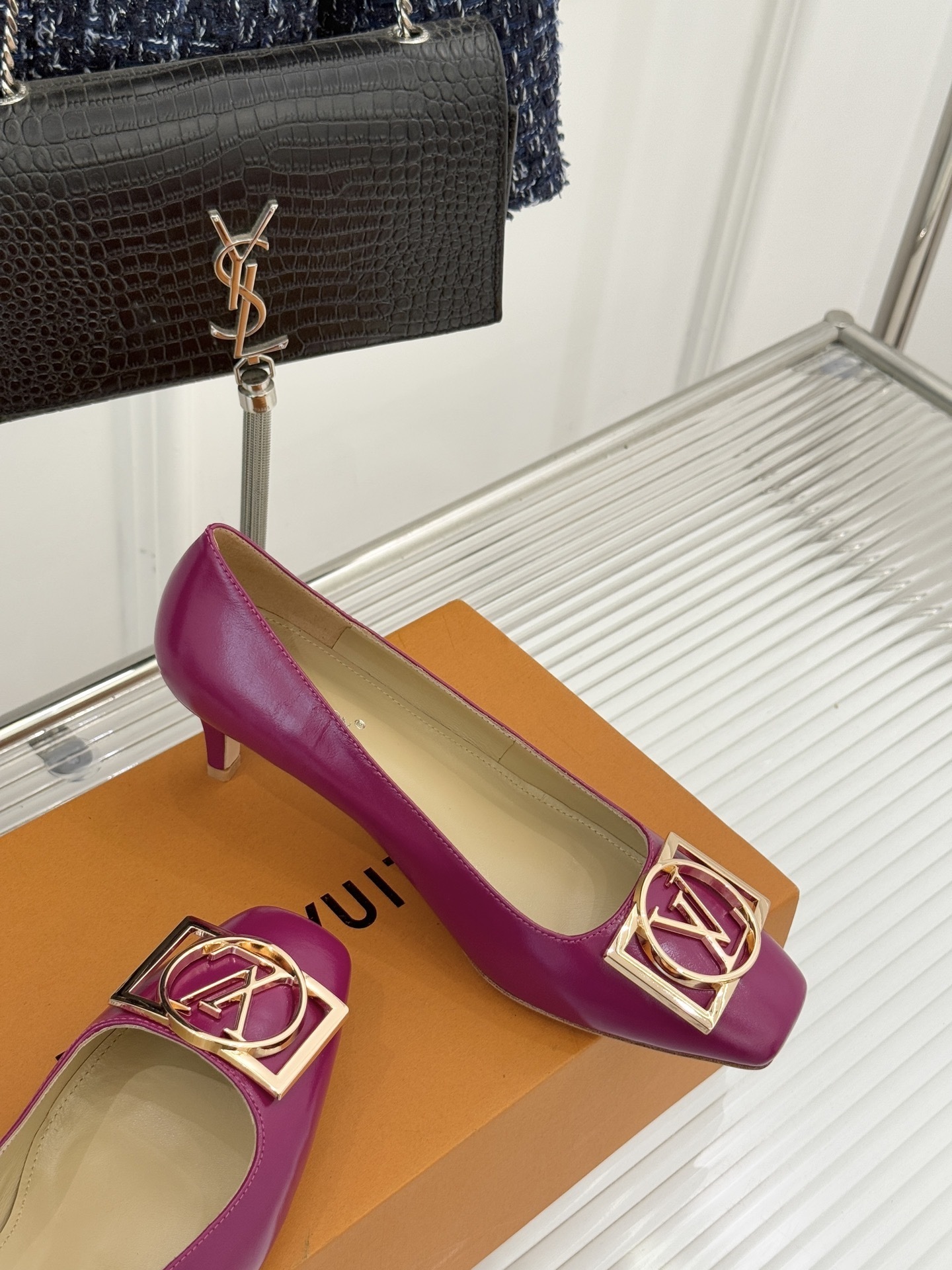 Louis Vuitton Shake Fuchsia Pink Leather Kitten Heel Pumps