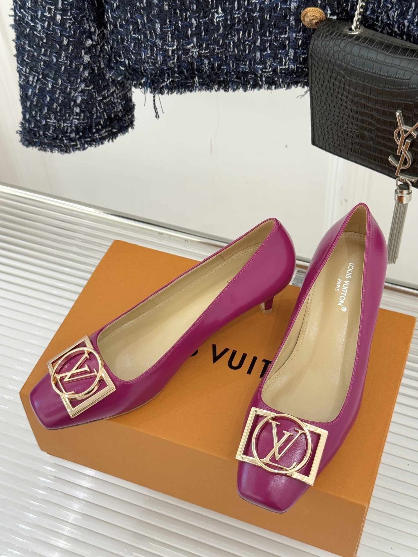 Louis Vuitton Shake Fuchsia Pink Leather Kitten Heel Pumps