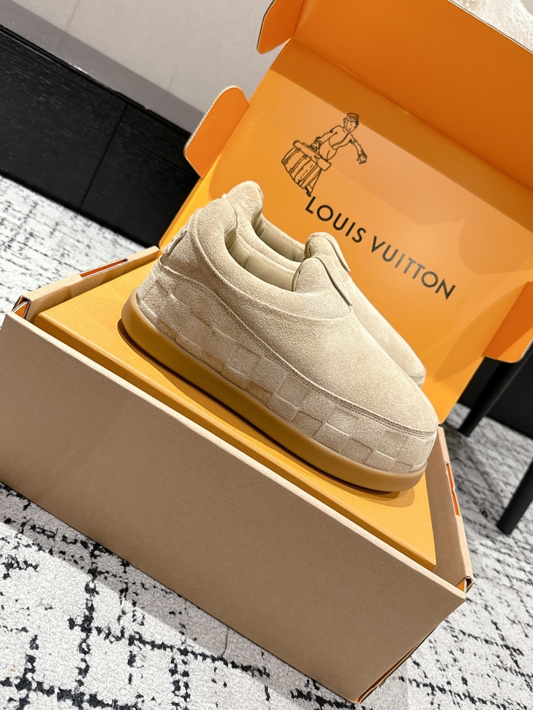 Louis Vuitton Suede Mules - Luxury Men's Beige Slip-On Shoes