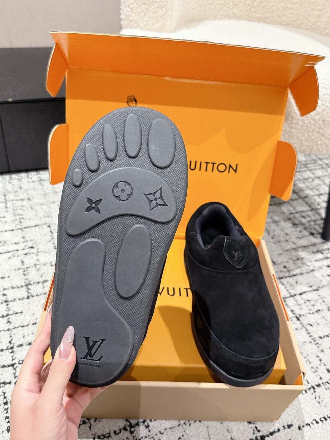 Louis Vuitton LV Easy Line Mules - Premium Black Suede Slip-ons