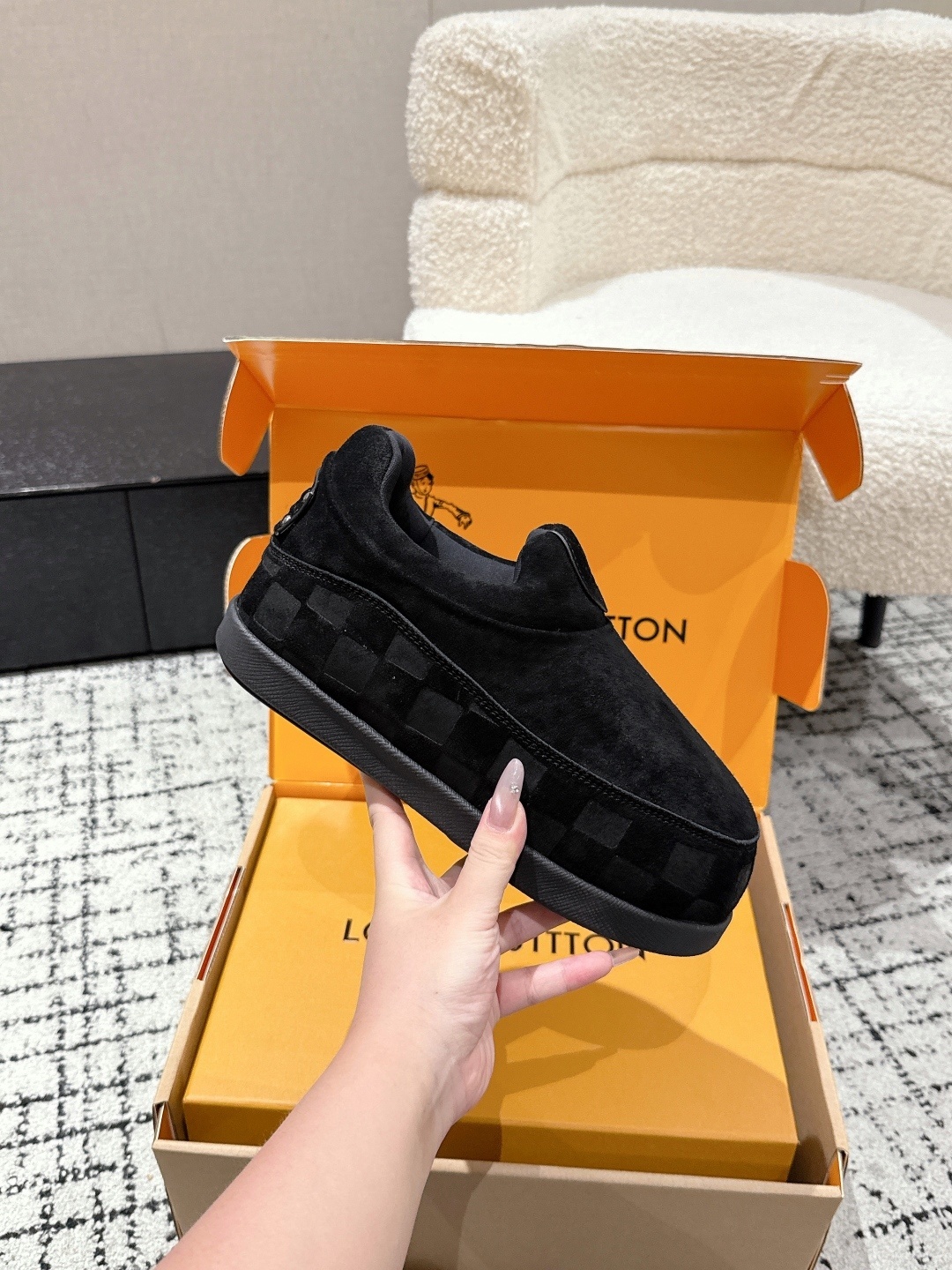 Louis Vuitton LV Easy Line Mules - Premium Black Suede Slip-ons