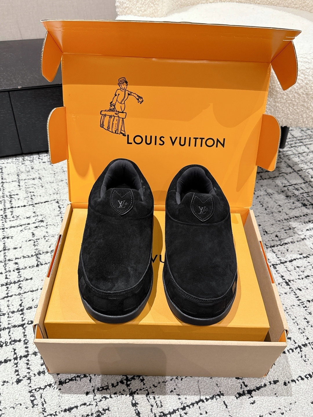 Louis Vuitton LV Easy Line Mules – Premium Black Suede Slip-ons