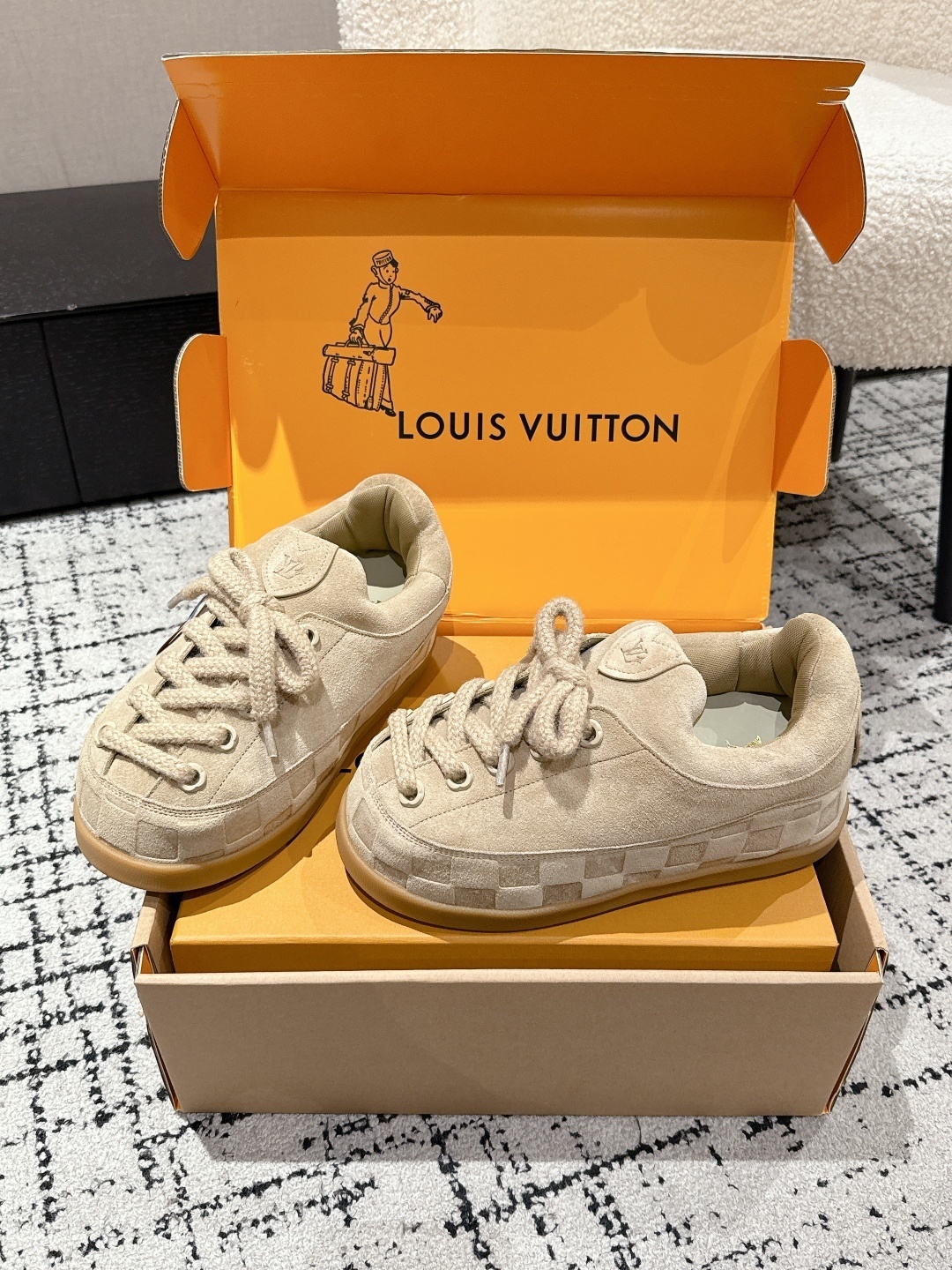 Louis Vuitton LV Skate Sneaker Beige Suede Luxury Shoes