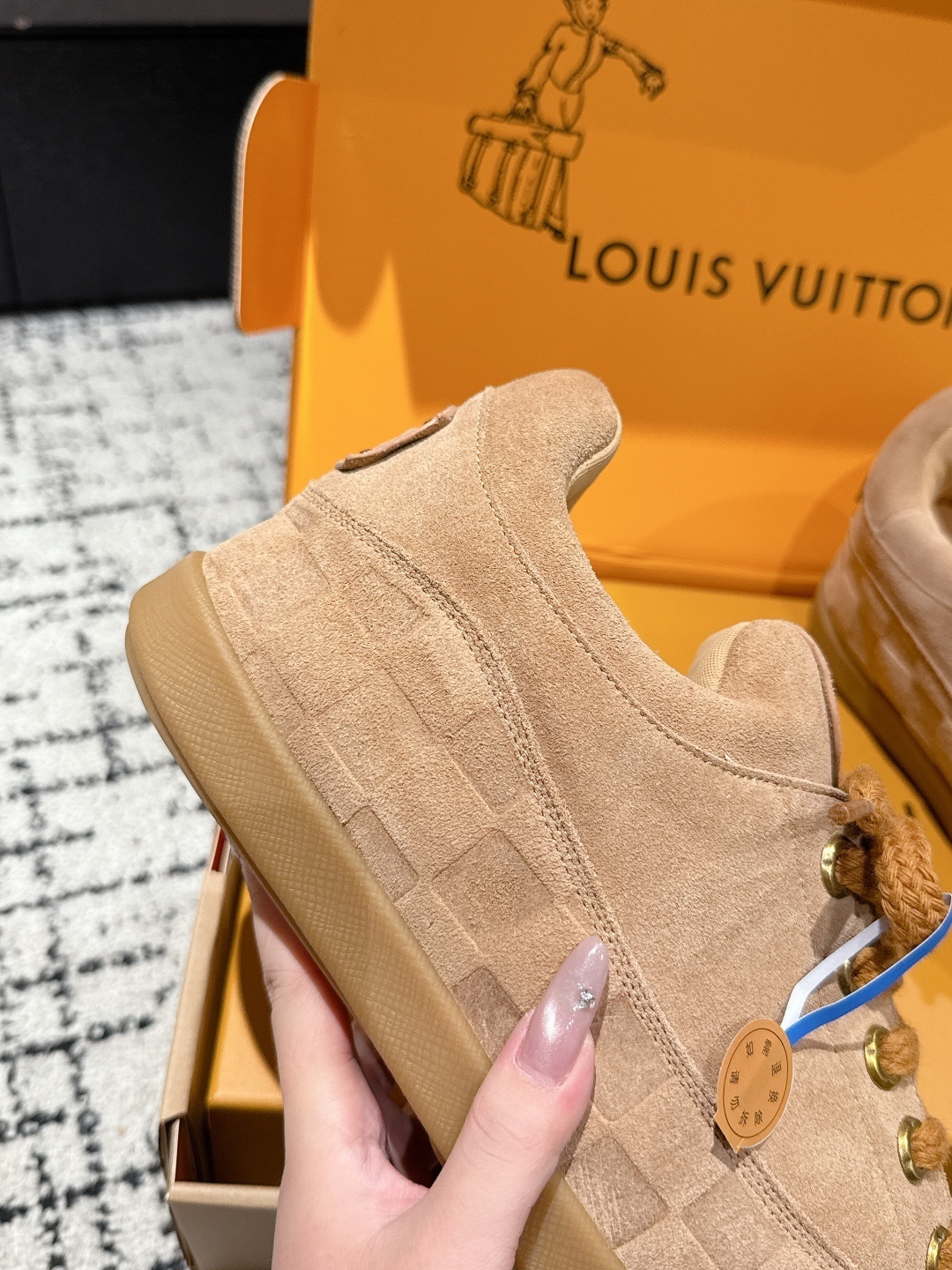 Louis Vuitton LV Skate Sneaker Beige Suede Damier Embossed