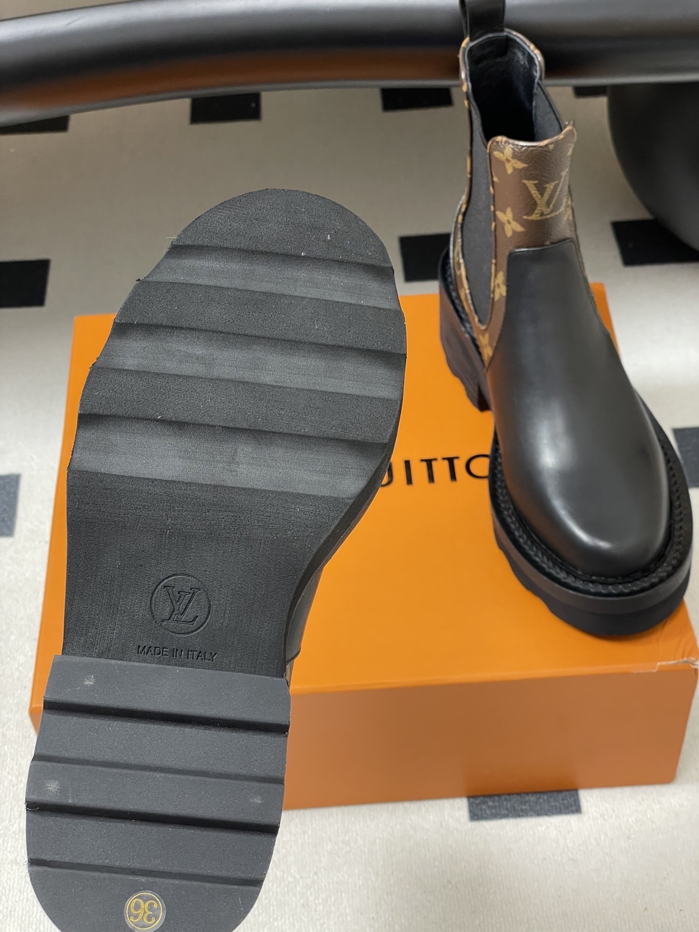 Louis Vuitton Monogram Leather Chelsea Platform Ankle Boots