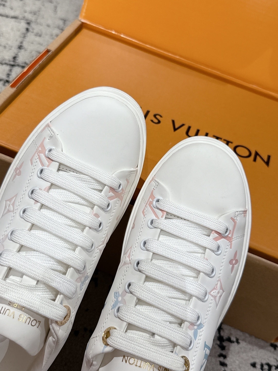 Louis Vuitton Time Out Sneakers - White Pastel Monogram Leather
