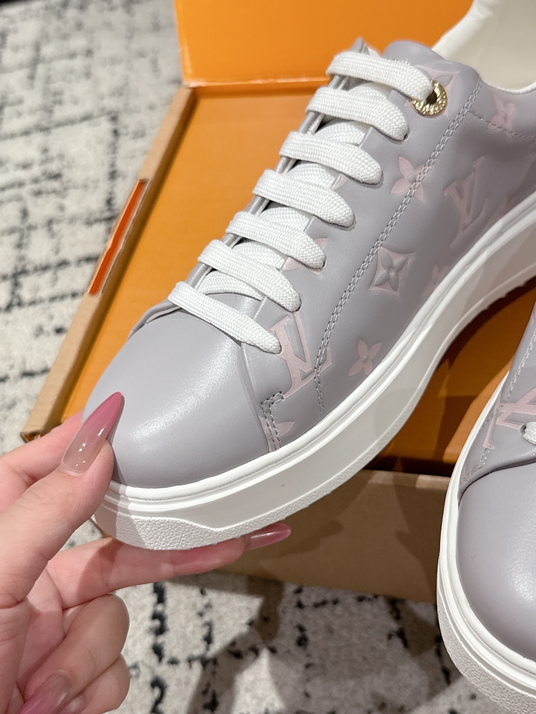 Louis Vuitton Grey Monogram Leather Sneakers - Luxury Designer Shoes