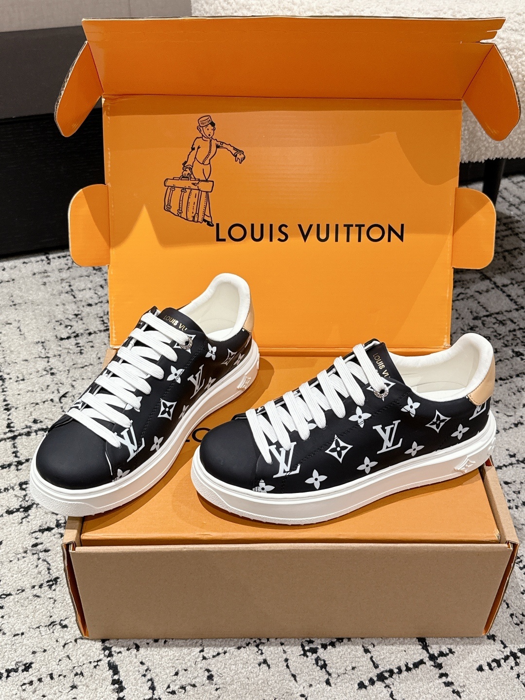 Louis Vuitton Black Monogram Low-Top Sneakers - Luxury Designer Shoes