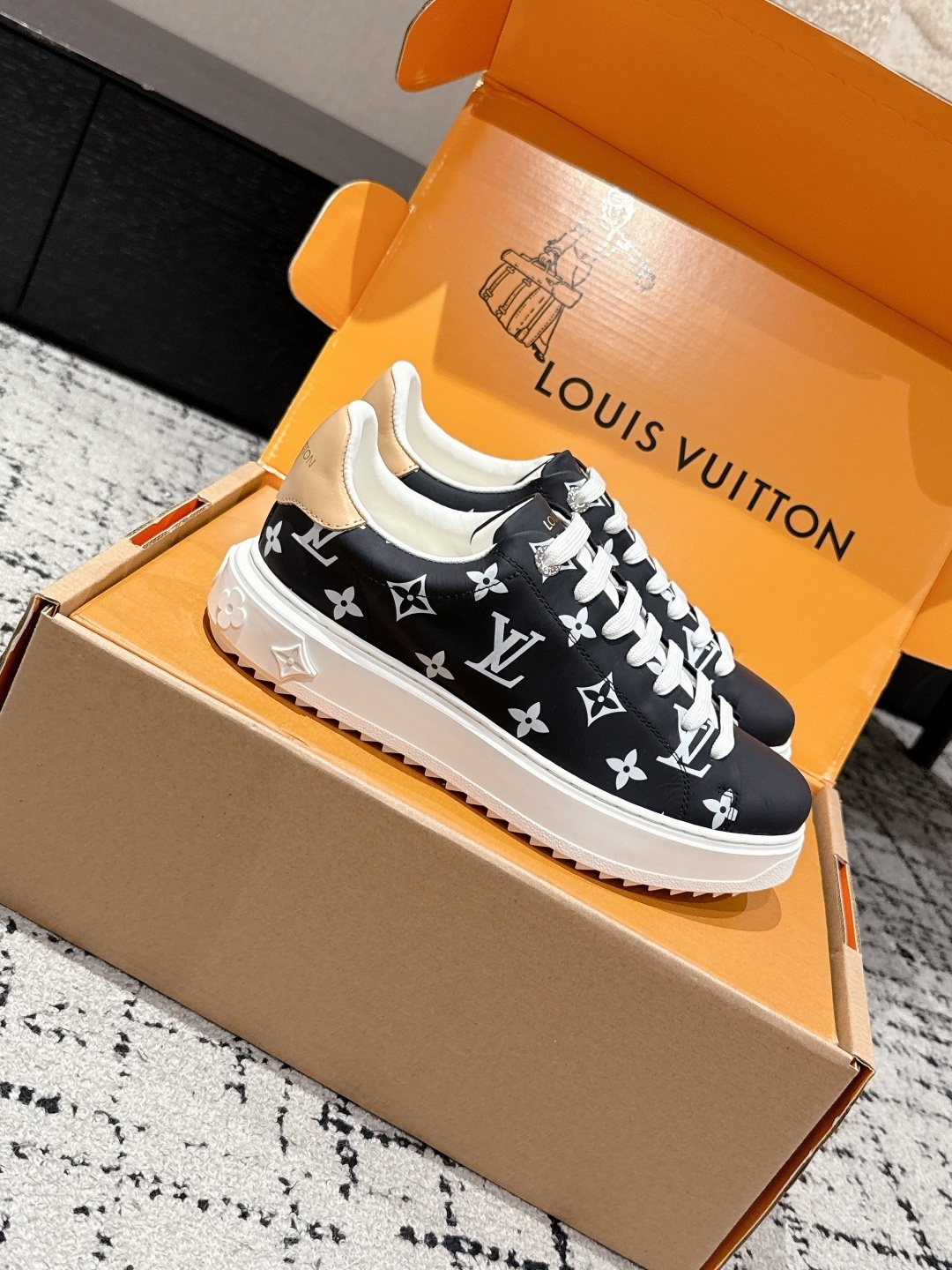 Louis Vuitton Black Monogram Low-Top Sneakers - Luxury Designer Shoes