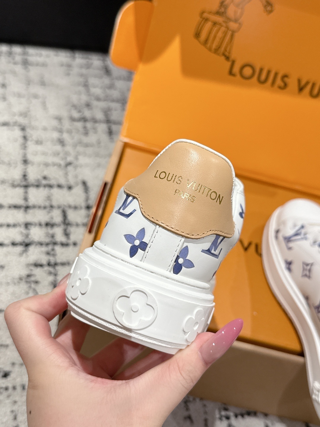 Louis Vuitton Monogram White Leather Sneakers Luxury Footwear