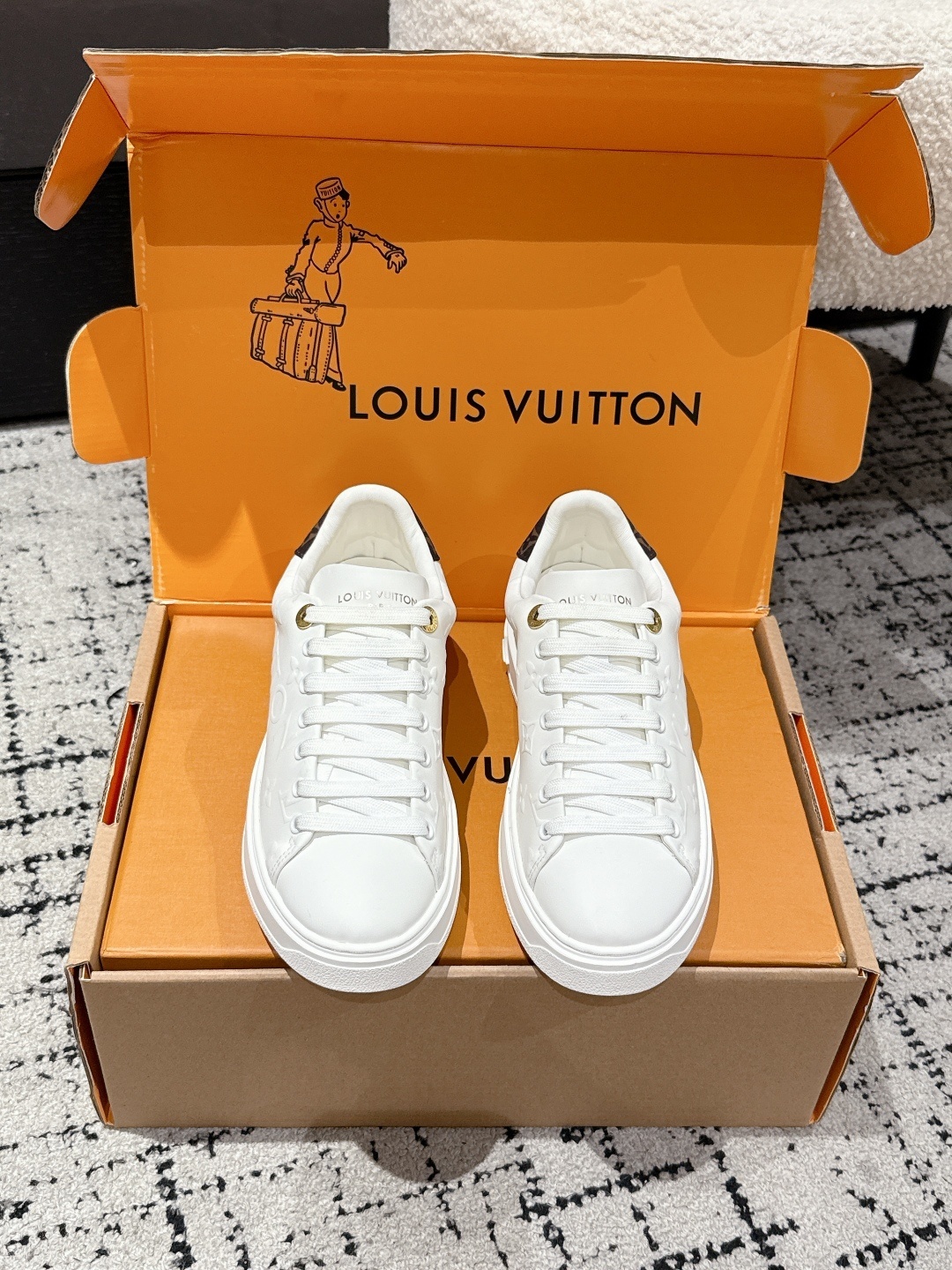 Louis Vuitton White Monogram Embossed Leather Sneakers