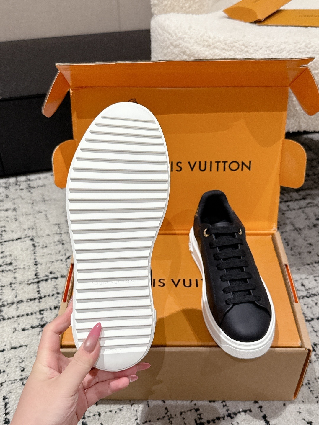 Louis Vuitton Frontrow Sneaker Black Leather with Monogram Detail