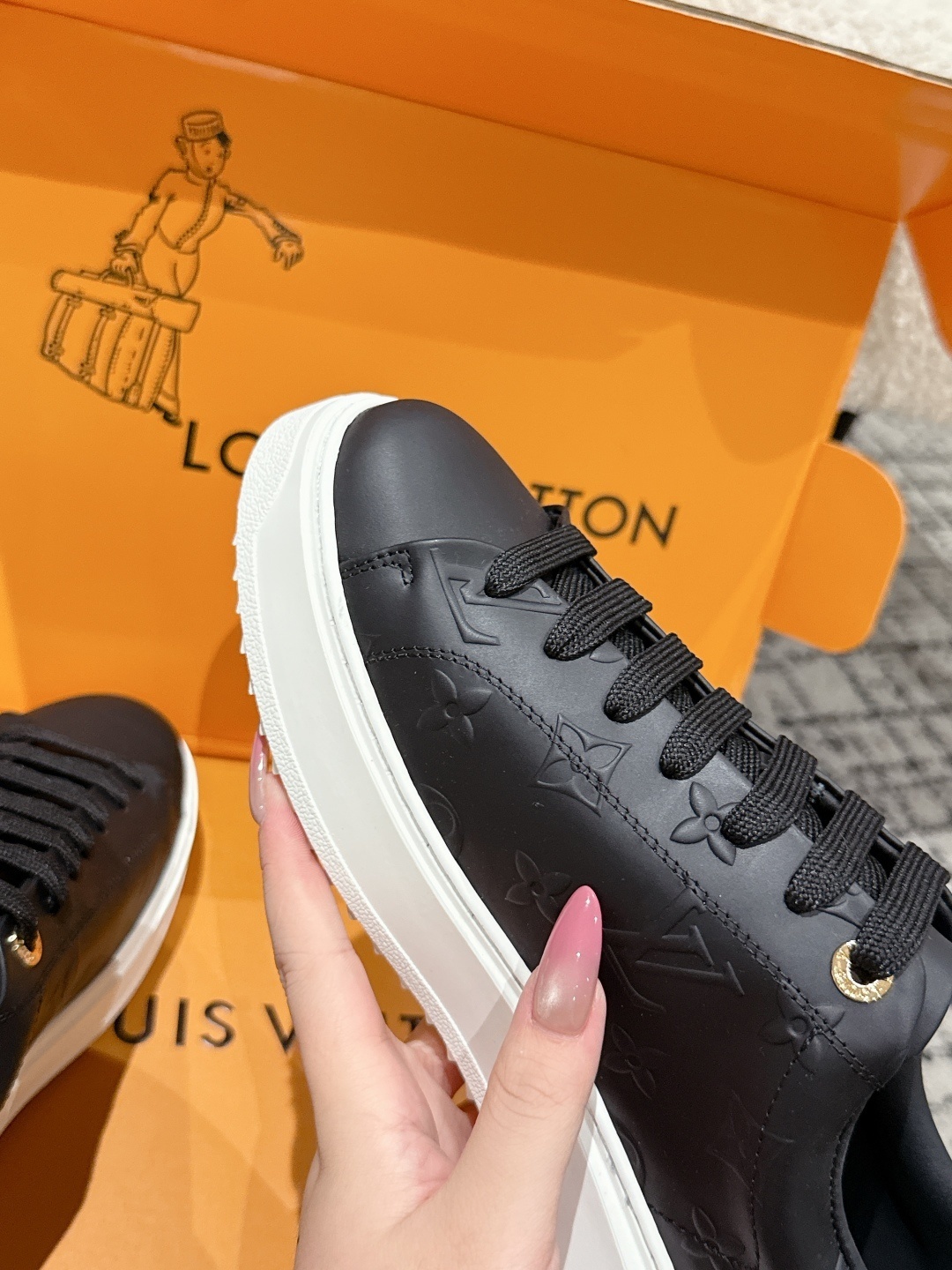 Louis Vuitton Frontrow Sneaker Black Leather with Monogram Detail