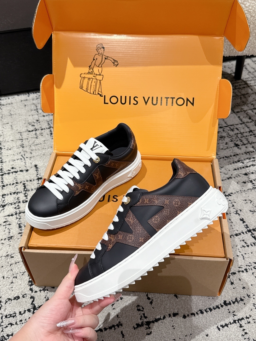 Louis Vuitton Monogram Sneakers - Premium Black Leather & Canvas