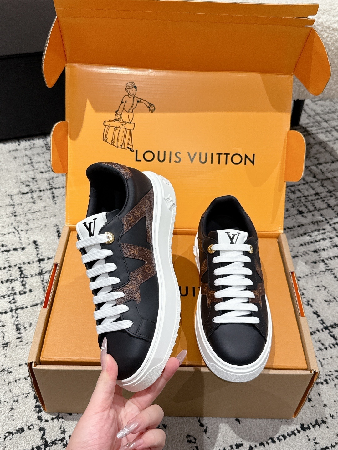 Louis Vuitton Monogram Sneakers - Premium Black Leather & Canvas