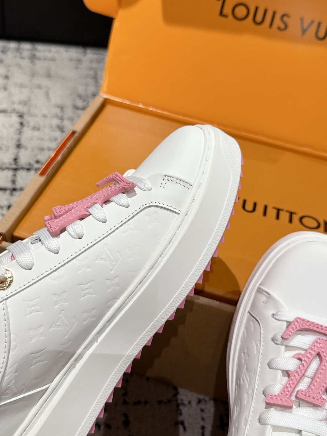 Louis Vuitton Time Out Sneaker White Pink Monogram Logo