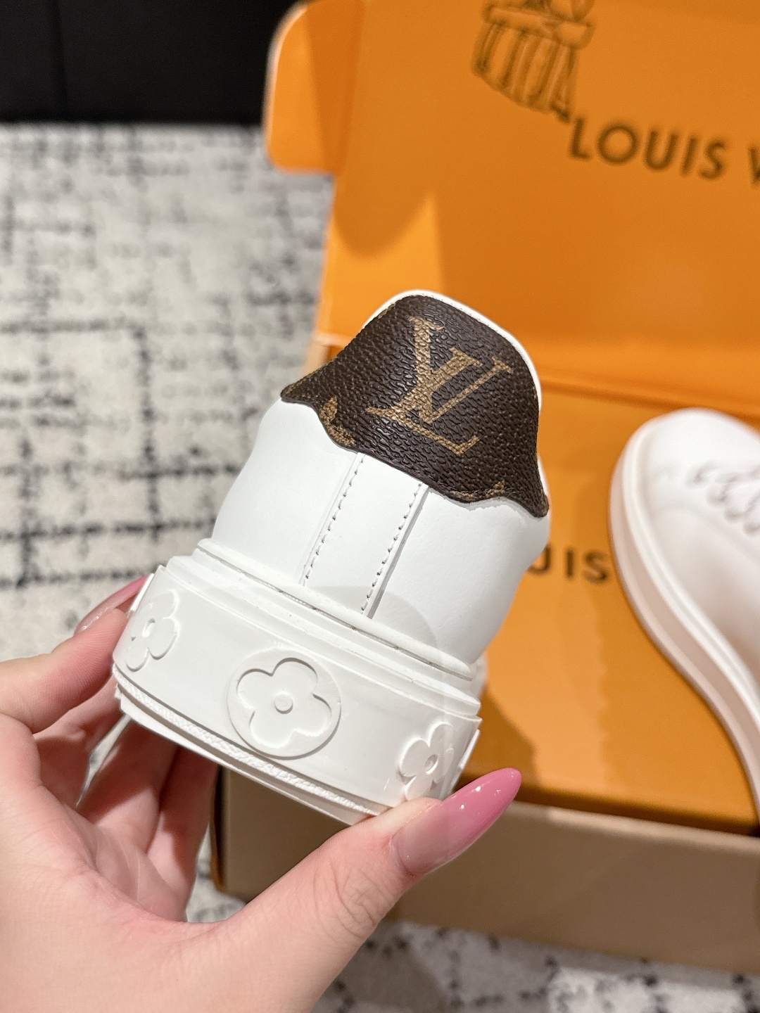 Louis Vuitton White Leather Women's Sneakers with Monogram Accents