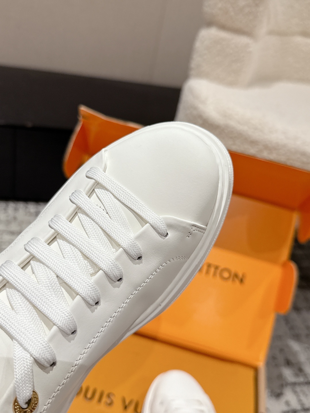 Louis Vuitton White Leather Frontrow Sneakers with Monogram Trim